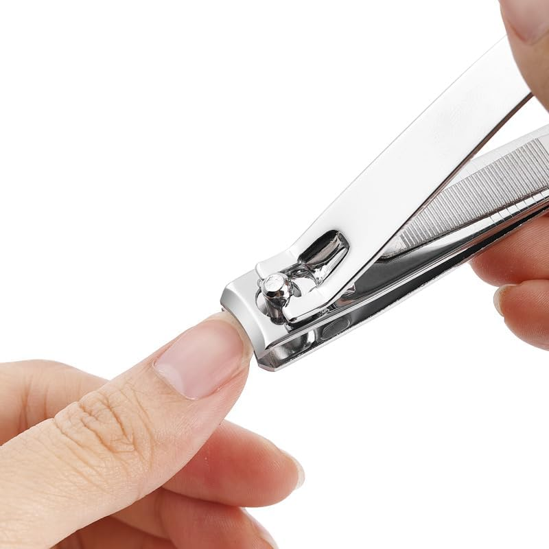 Ucheom Large Nail Clippers 2-Pack, Sharp Stainless Steel Fingernail & Toenail Trimmers with Nail File, Manicure Kit Fingernail Tools for Men & Women, Black and Silver Color image number 5