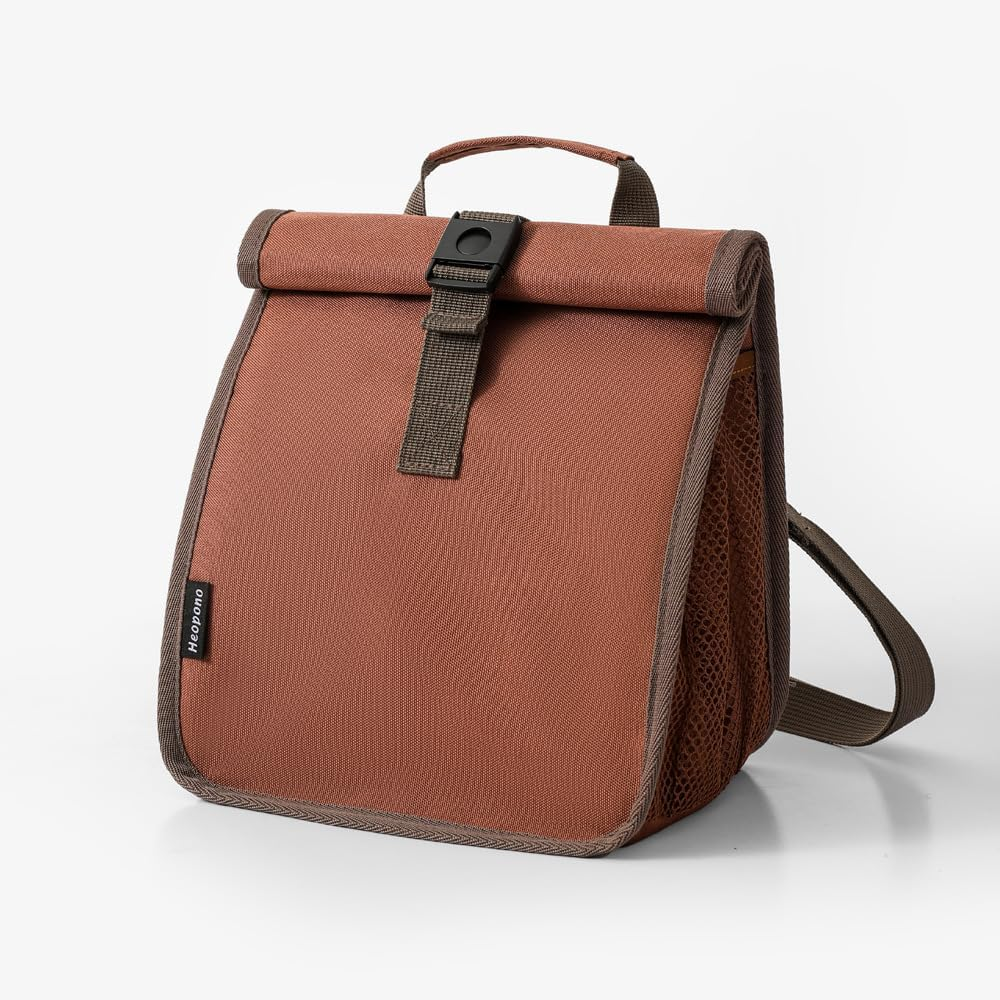 Insulated Lunch Bag Rolltop,Insulated Foldable Lunch Bag,Foldable Lunchbox Leakproof Cooler Bag, Insulated Lunch Bag,Adjustable Shoulder Strap Lunch Box Bag for School Office (Black)