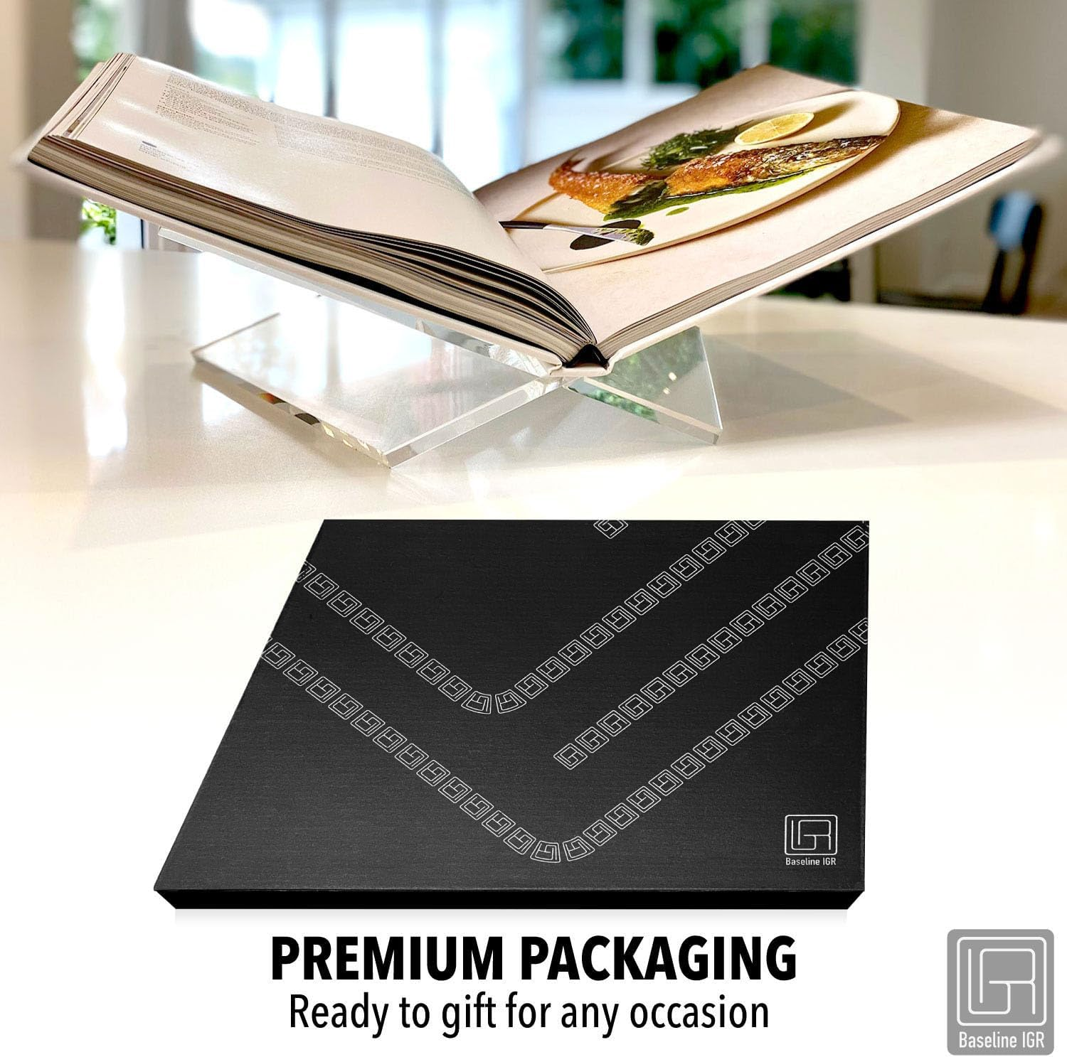 Acrylic Book Stand | Book Display Stand | Large | Angled | Book Holder | Bible Stand | Cookbook Stand | Recipe Holder | Sturdy | Modern Clear Acrylic | for Reading & Displaying Your Favorite Book - White image number 2