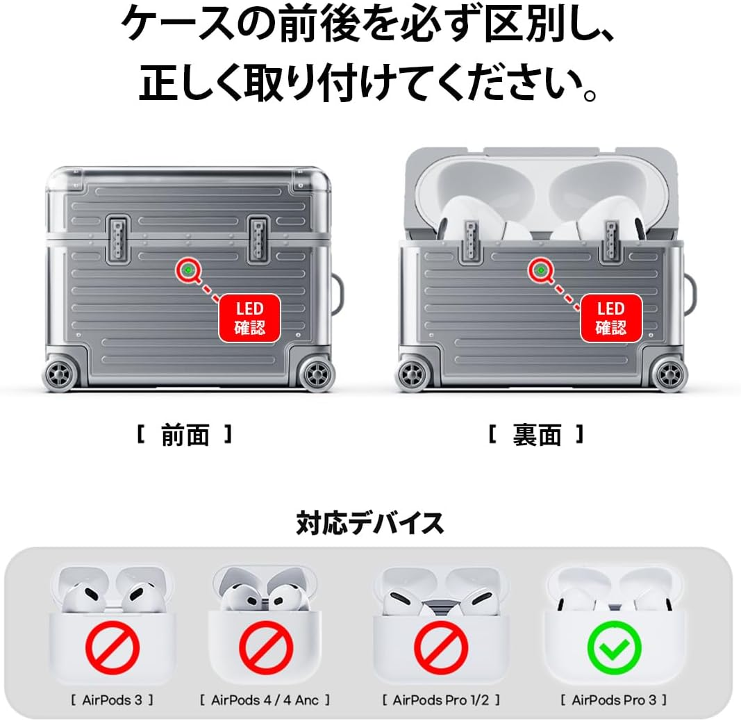 Miak for Airpods Pro 3 Case, 3Rd Generation, Carrying Case [Separate Structure, Shockproof, Double Layer, Polycarbonate, Thermoplastic Polyurethane (TPU), Carabiner Included, Decal, LED Display image number 4