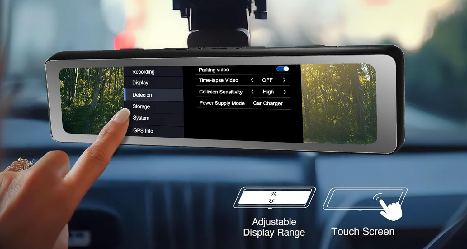 【Innowa】 Horizon 2 Dual Channel Mirror Dash Cam with Detached Front & Rear Camera, Fullhd 1080P 10.99&rdquo; IPS Touch Screen with Starvis Night Vision Sensor, GPS, Format Free, Microsd Card (Horizon 2) image number 6