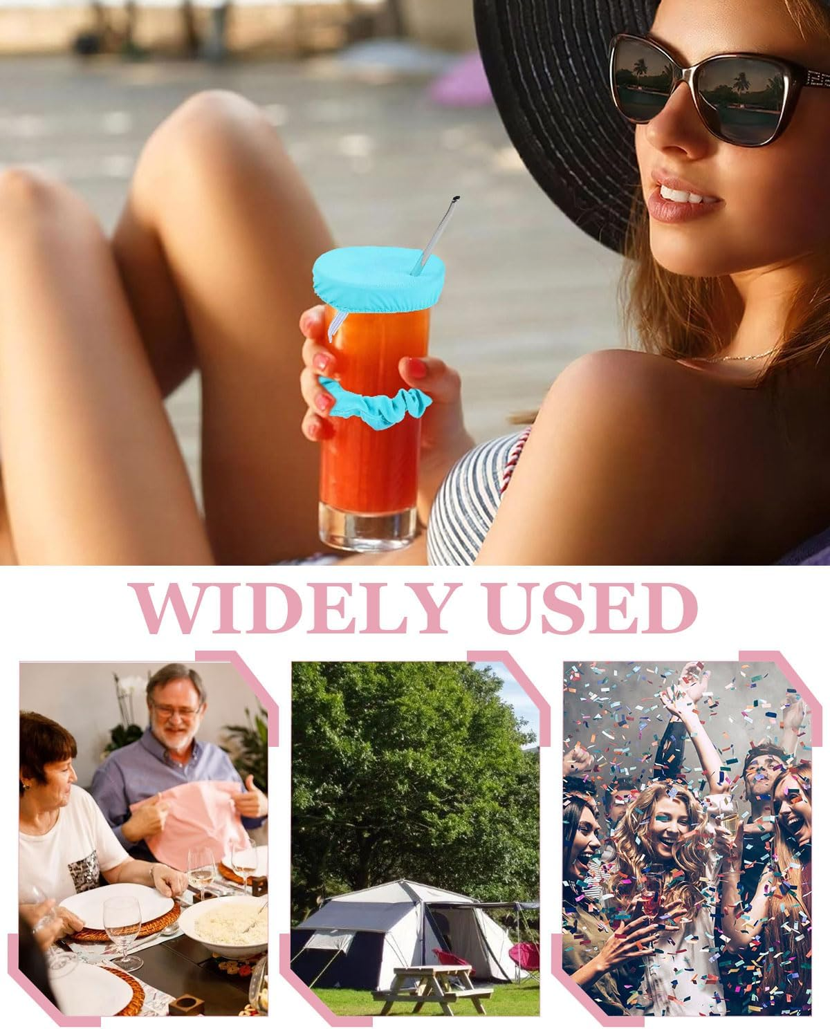 JUKOTA 4 Pieces Hair Band Drink Cover, Drop Protection Wristband, Drinking Covers for Alcohol Protection, Reusable Cup Cover with Straw Hole, Drink Spiking Prevention, Drink Protection image number 5