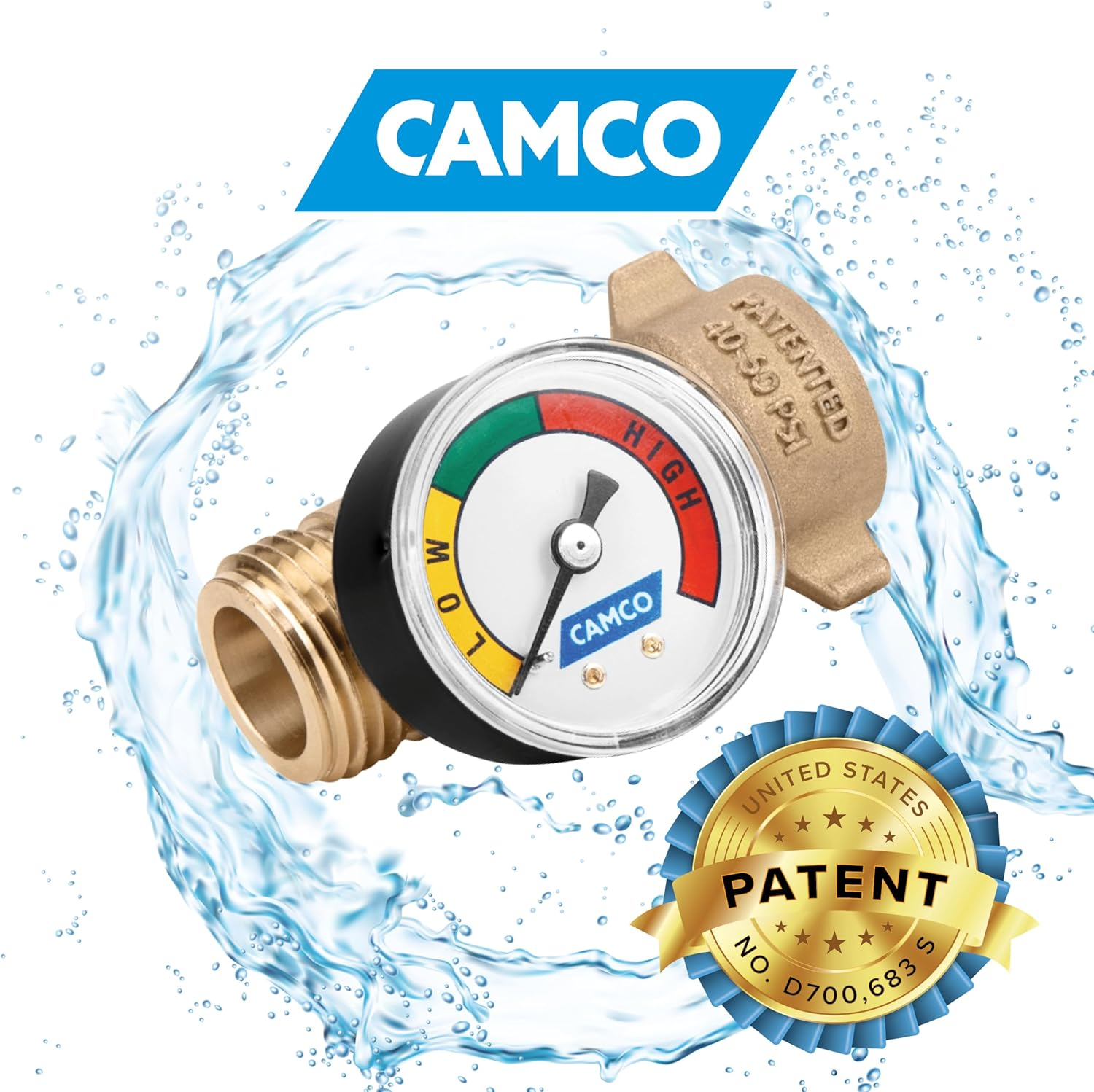 Camco 40064 RV Brass Water Pressure Regulator with Gauge image number 5