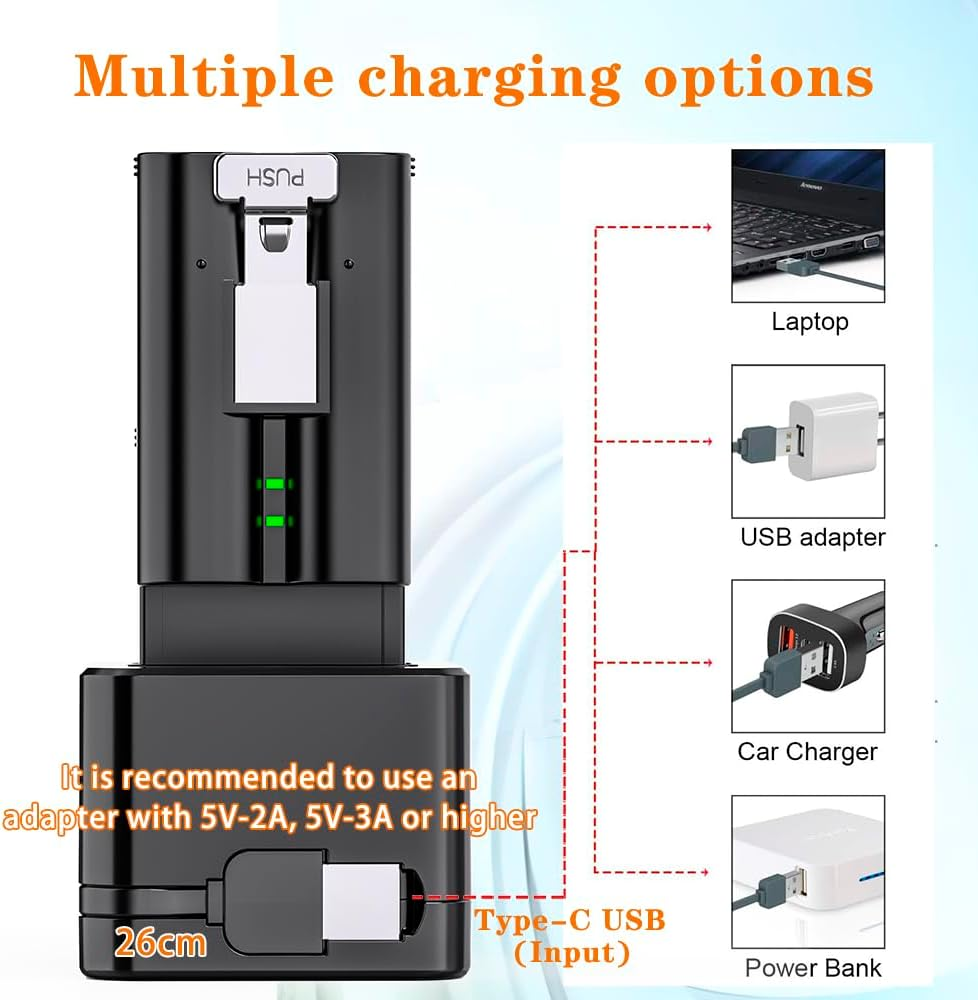 3-Slot Charger/Charging Dock, Suitable for Ring Doorbells and Camera Batteries,With LED Display,Compatible with Video Doorbell 2/3/4/3Plus/Spotlight Cam/Peephole Cam - Black-2 Slots image number 2