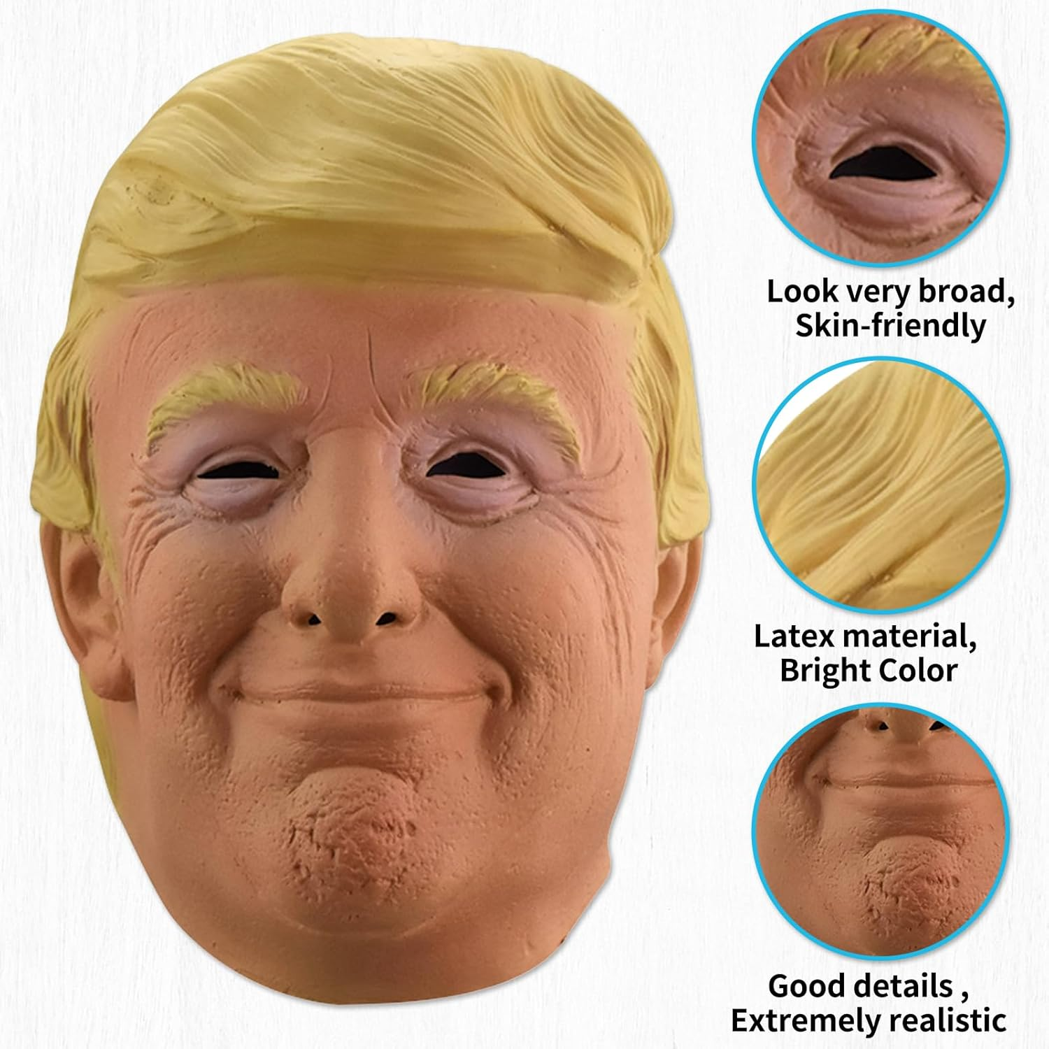 Halloween Latex Head Mask, Republican Presidential Candidate Trump & Joe Biden Mask, Realistic Celebrity Full-Head Rubber Maske for Novelty Old Man Cosplay Masquerade Costume (Adult Size) (Trump) image number 3