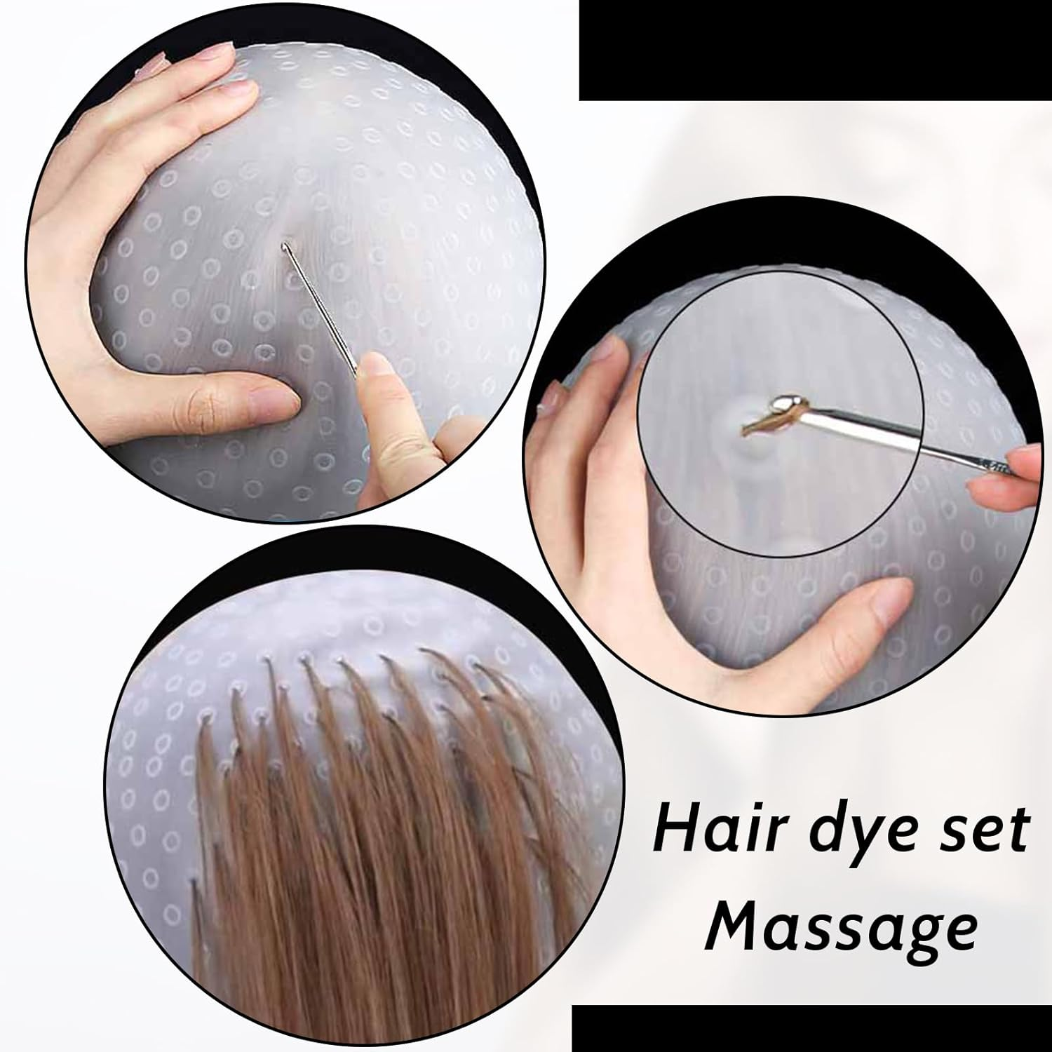 CATOR Pack of 10 Highlighting Caps, Reusable, High Gloss, DIY Colouring, Highlight Cap, Hair Dye Set, Silicone Highlight Cap, with Holes