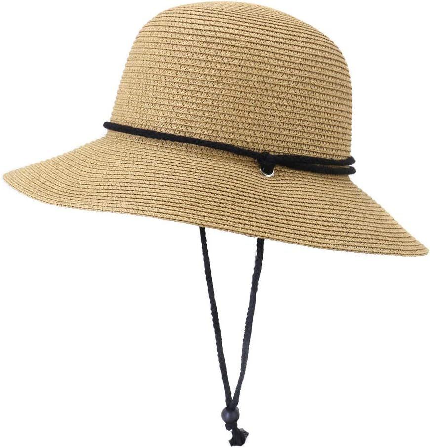 Wide Brim Hats for Women - Braided Packable Summer Hats for Women - UPF 50+ Maximum Sun Protection for Gardening, Beach, Hiking, Travel - with Wind Lanyard Pull Closure Khaki image number 1