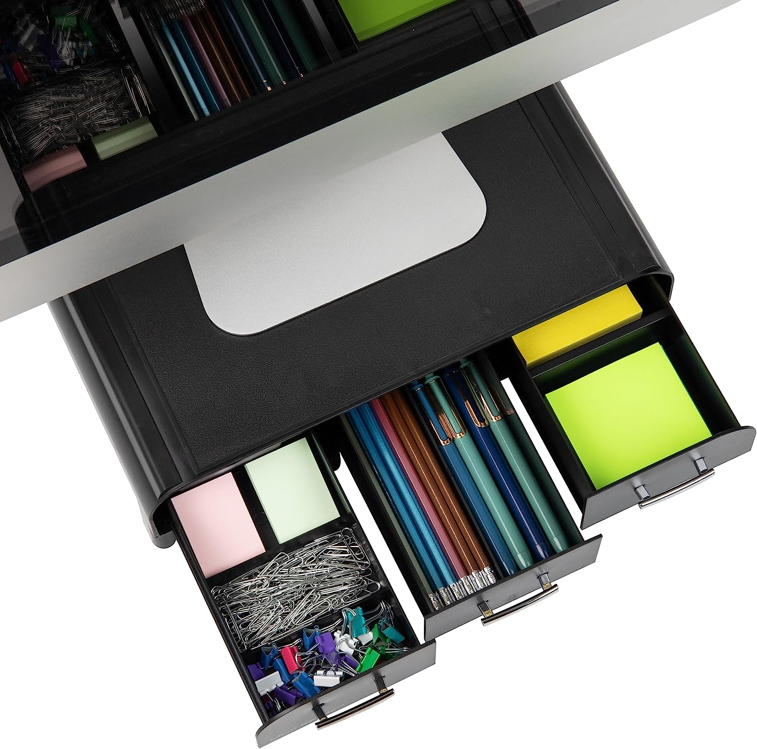 Mind Reader ' Perch' Pc Laptop Imac Monitor Stand and Desk Organizer, Black image number 1