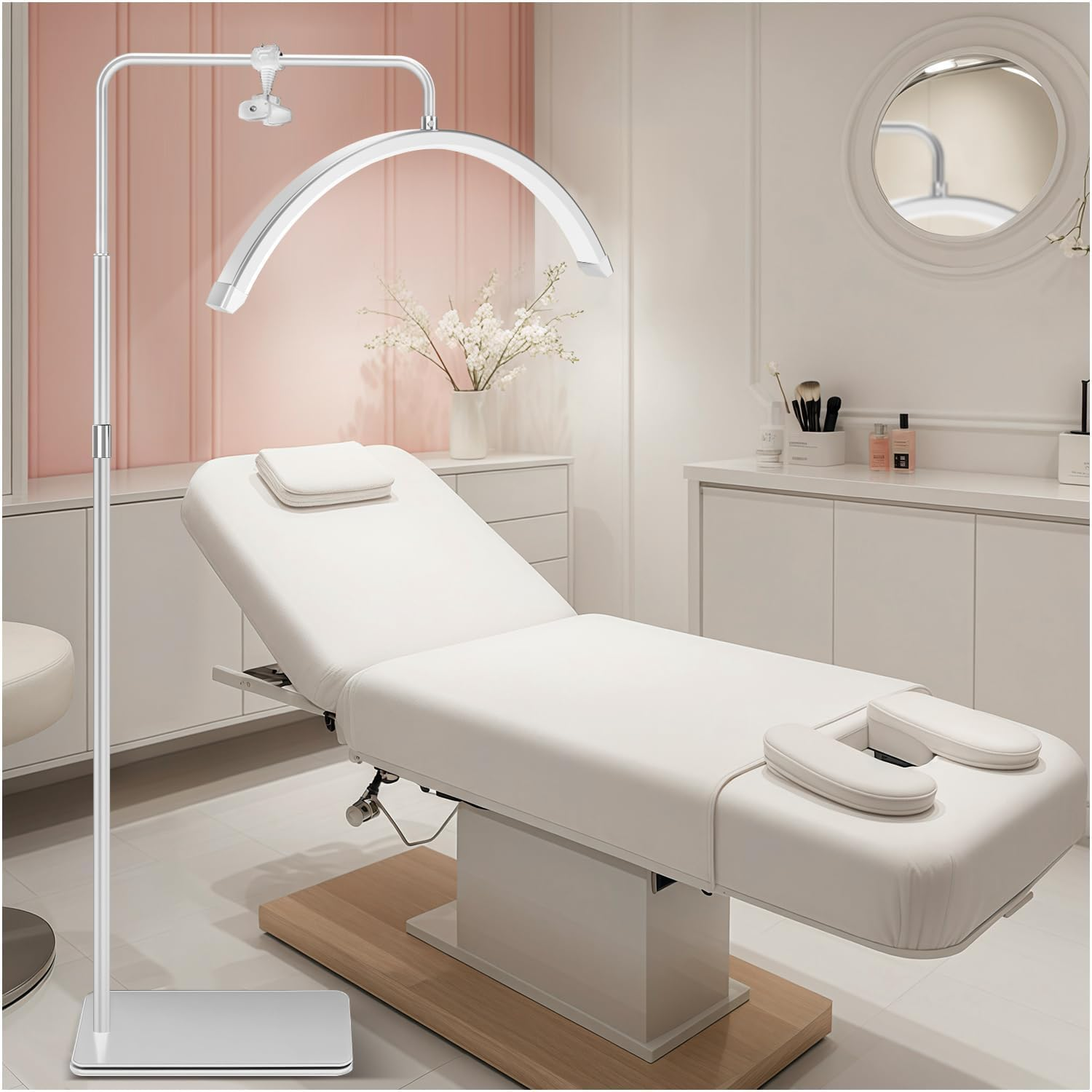 Lash Light, Lash Half Moon Light, for Eyelash Extensions, for Tattoo Artists, Nail Tech, Esthetician Cool, Warm Lamp with Adjustable Brightness & Height & Brightness. (White) image number 3