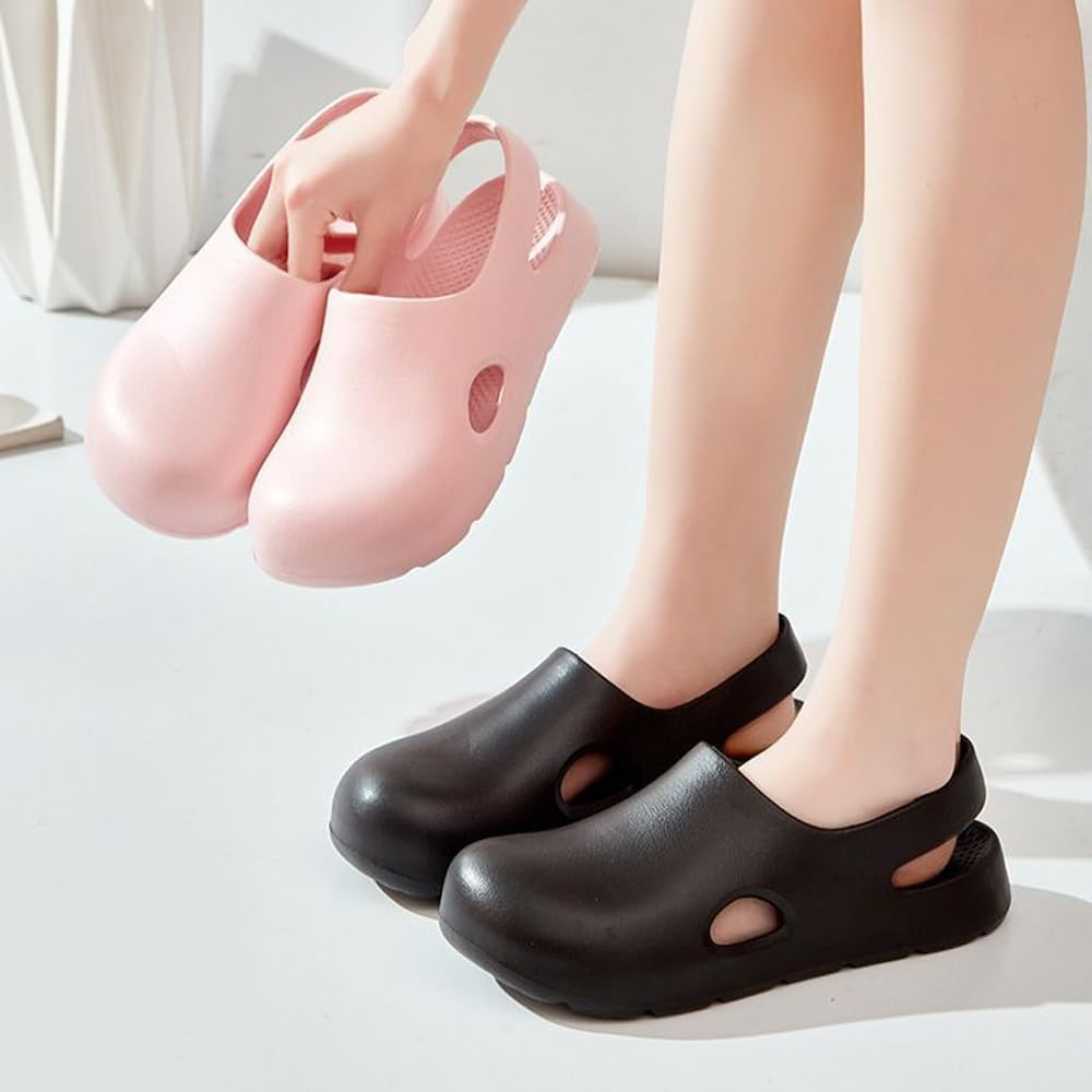Garden Clogs for Women, Arch Support Work Shoes Comfort Non-Slip Waterproof Mules Nurse Sandals, Fixed Heel Strap Outdoor Beach Slippers Girls Ladies Classic Closed Toe Slides