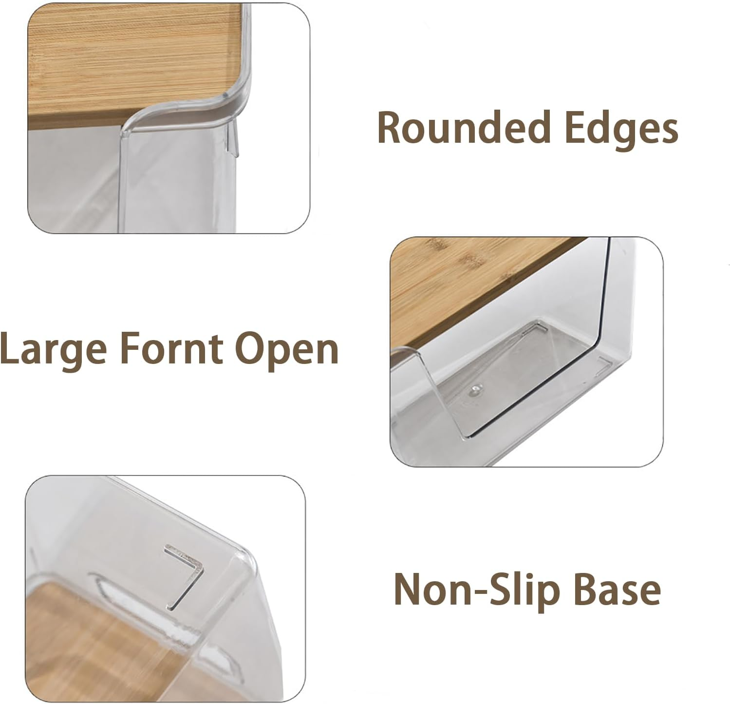 FORYUSE 2 Pack Clear Stackable Storage Containers Acrylic Open Front Storage Bins with Lid Handle for Kitchen Organiser Trash Bag Holder Dispenser image number 5