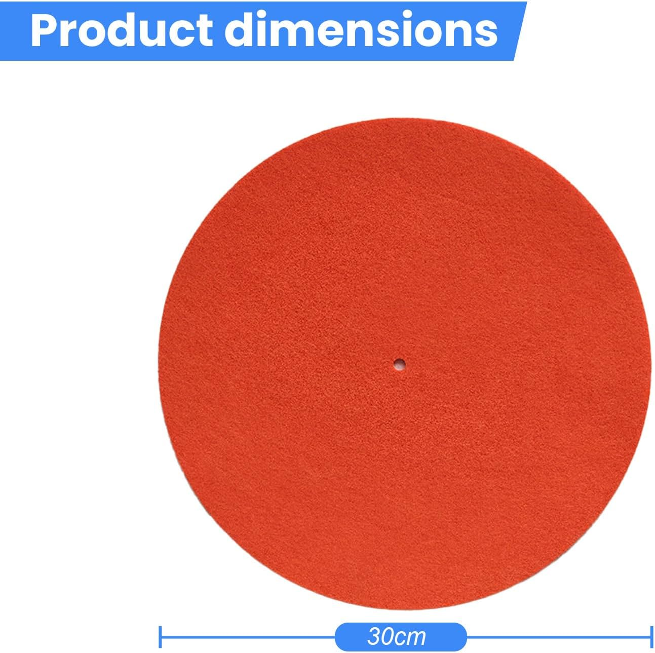 Vinyls Orange Felt Turntable Slipmat Dj Slipmats Cork Slipmats Dj Vinyl Turntable Record Player Platter Felt Pad Sofa Cushion Pad Wool Mat Anti-Static Record Players Mat Orange Set image number 3