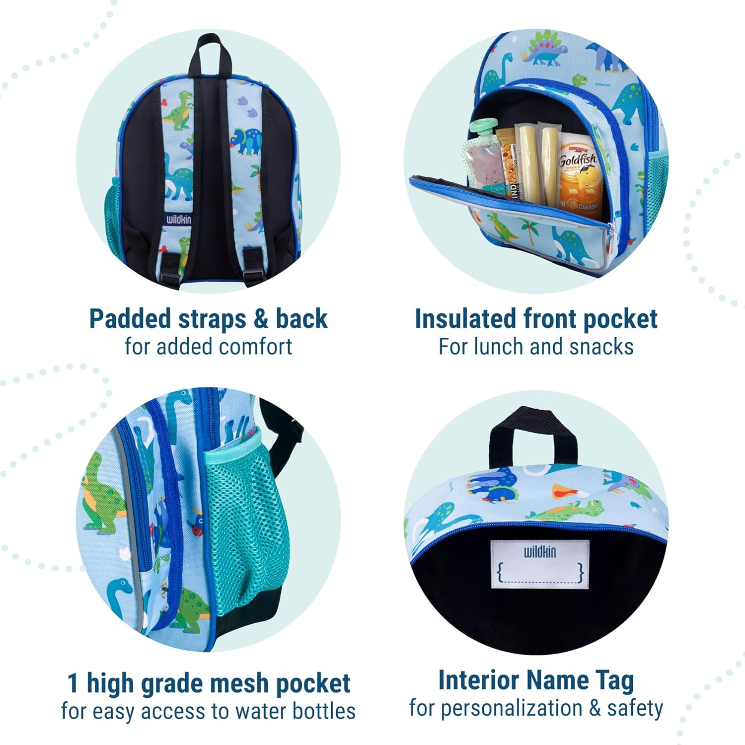 Wildkin 12 Inch Backpack for Toddler Boys and Girls, Perfect Size for Daycare, Preschool, and Kindergarten, Patterns Coordinate with Our Kids Nap Mats and Lunch Boxes