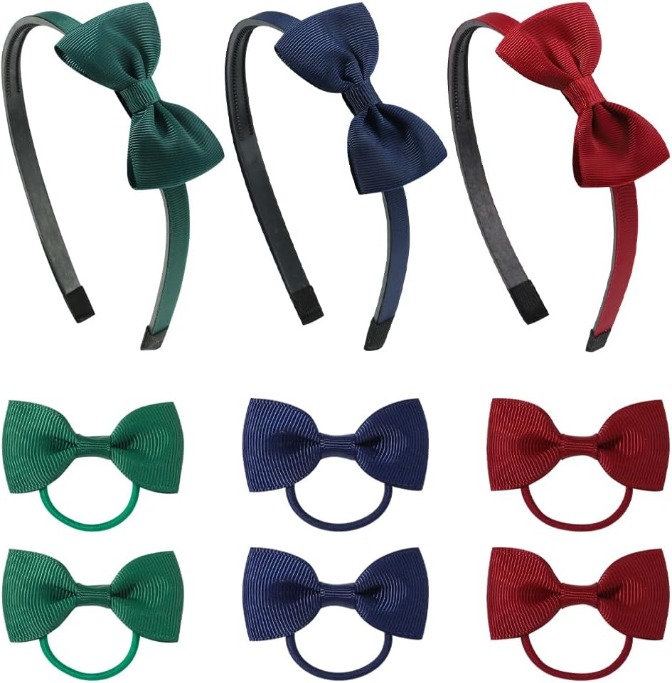 TRKETK Pack of 9 Bow Headband Hair Bands Multicoloured Women'S Hair Bands Cute Fashionable Thin Hair Band for Children Girls Hair Accessories Set for Women and Girls image number 4