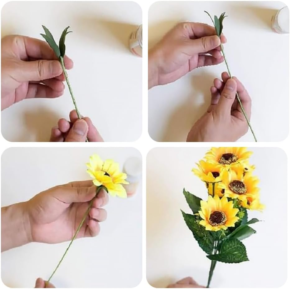 Pichcppo 100 Pcs Green Paper Flower Poles, 40Cm Floral Stems, DIY Bouquet, Florist Wire for Artificial Flowers, Wreath image number 3