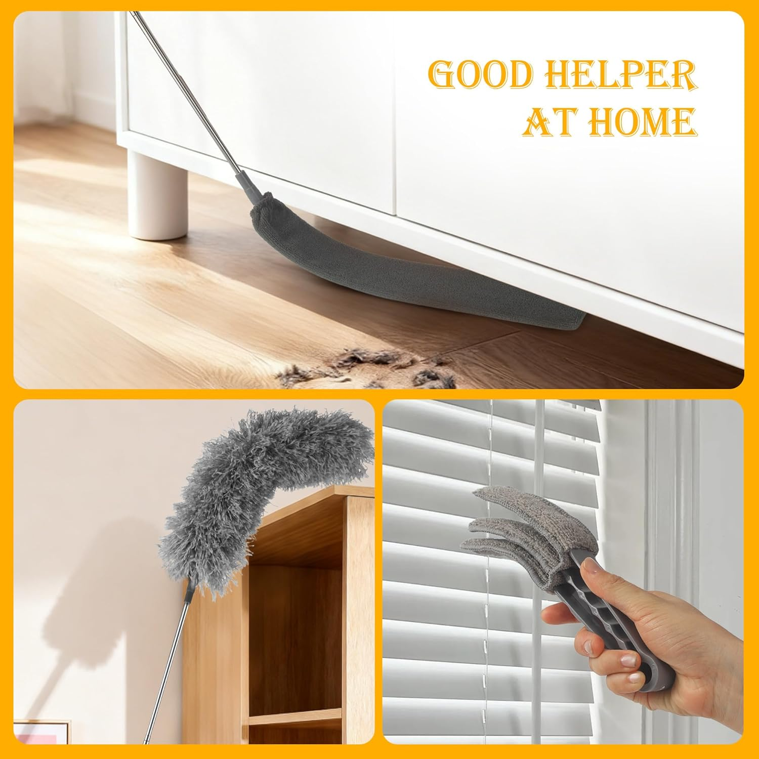 9-Piece Telescopic Duster Telescopic Washable Spider Web Remover with Telescopic Rod, Retractable to 245 Cm, Suitable for Ceiling Gaps, Ceiling Fans and Cobwebs, Washable image number 4