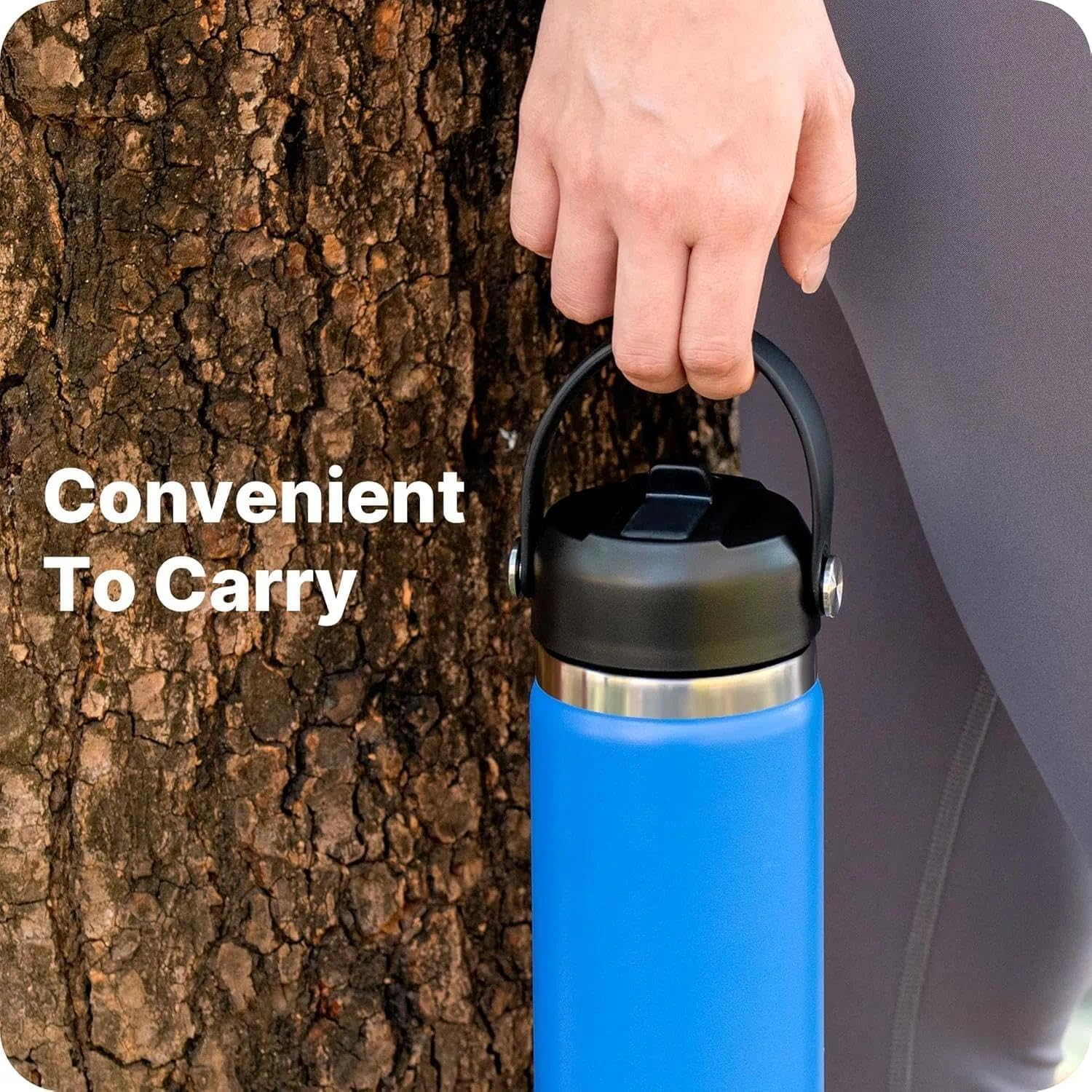 Damaill Straw Lid for Hydroflask, Lids with Straw for Hydroflask 12 16 18 20 32 40 64Oz Wide Mouth Water Bottles, Replacement Cap for Hydro Flask (Black)