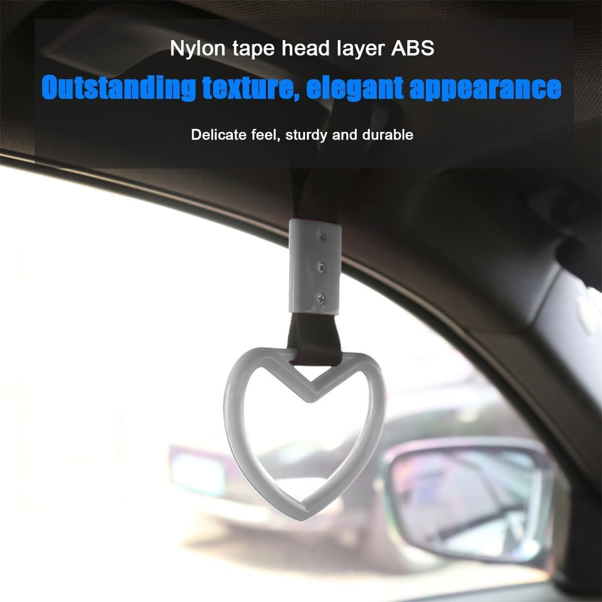 2PCS Rings Heart-Shaped Car Hand Strap, Rear Bumper Warning Loop Heart Handle for SUV, Subway, Bus, Auto Interior Exterior Warning Decoration image number 4