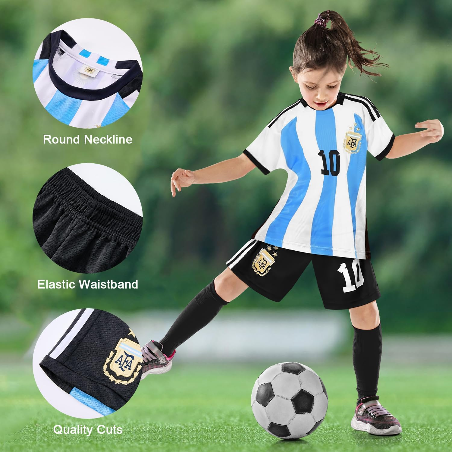 Slowton Youth Soccer Jersey - 2 Piece Kids T-Shirt Shorts Set, #10 Junior Jersey Kids Size, Soccer Tracksuit Uniform Set image number 4
