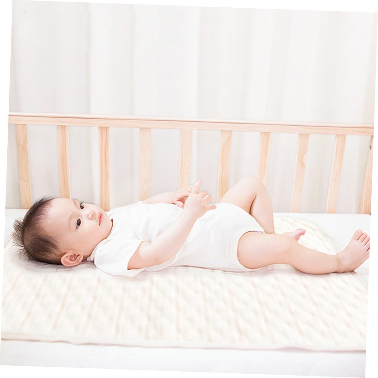 KOMBIUDA Changing Pad Newborn Diaper Liners Natural Cotton Reusable Change Pads TPU Interlayer for Safety Flexibility