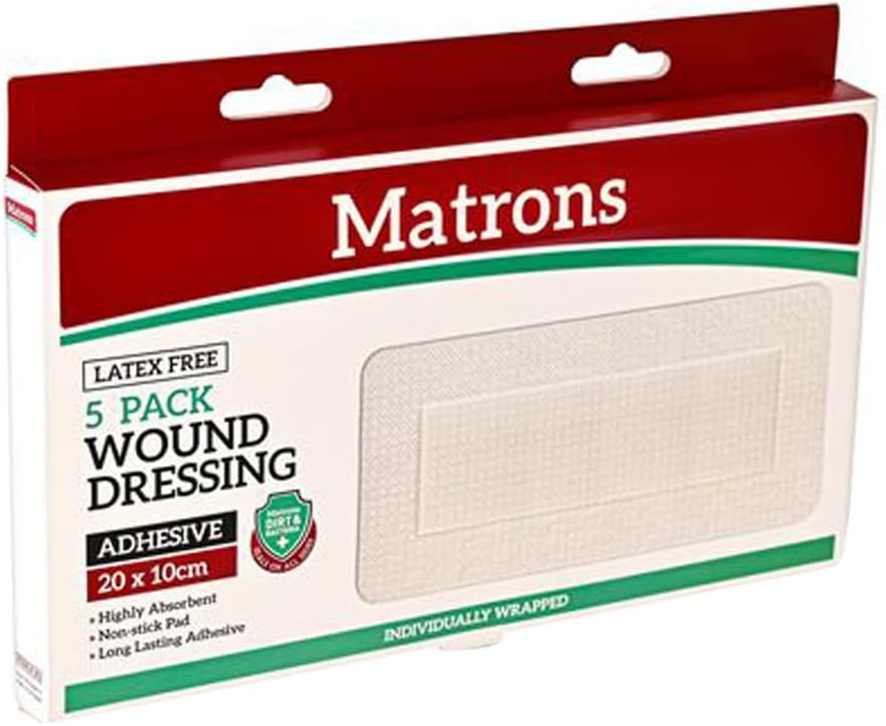Matrons Adhesive Gauze Pad 5-Pieces, 10 Cm X 20 Cm Size