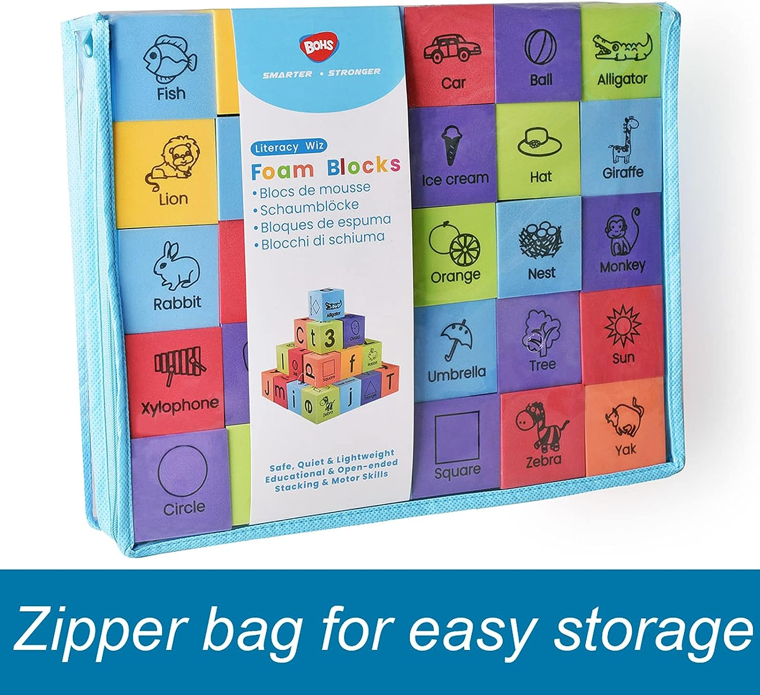 BOHS Foam Learning Blocks - Number,Alphabet,Shapes,Sight Words - Quiet,Safe and Soft Stacking Toys for Toddlers,30Pcs image number 5