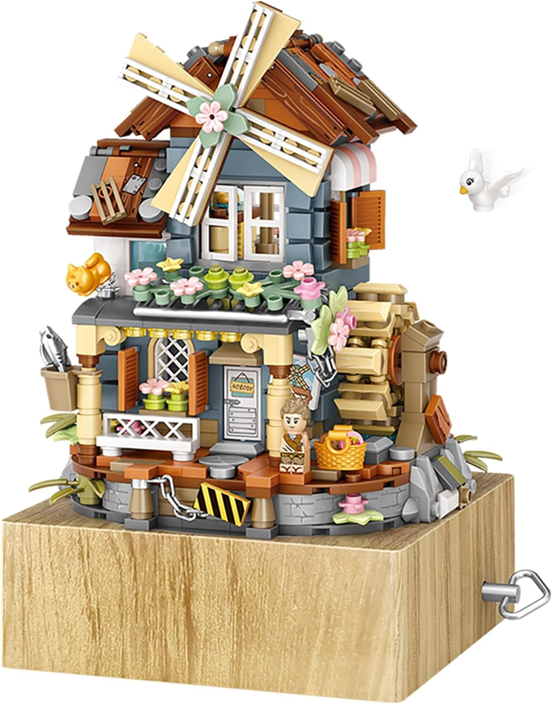 Toymart Windmill Music Box Building Set &ndash; Mini Brick Cottage House Kit with Rotating Blades and Working Music Box | 799 PCS DIY Mini Building Blocks for Teens and Adults