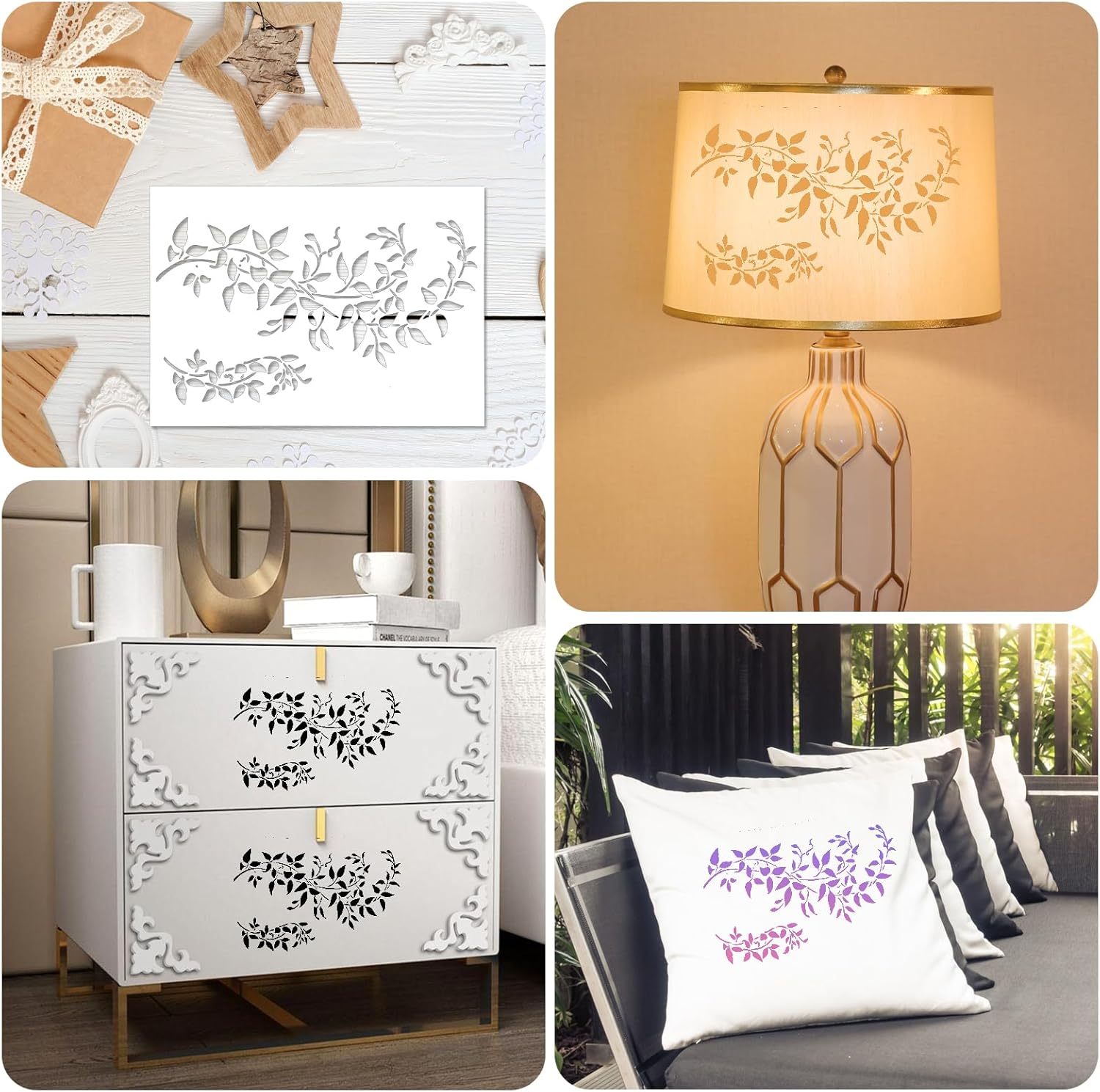 A4 Tree Vine Leaf Stencil for Painting, 8.3" &times; 11.6" Stencils for Leaf Crafts, Plant Painting Stencils for Burlap Art Painting on Wood Wall Door Canvas Home Decor Paint Scrapbook Coloring Decor image number 5