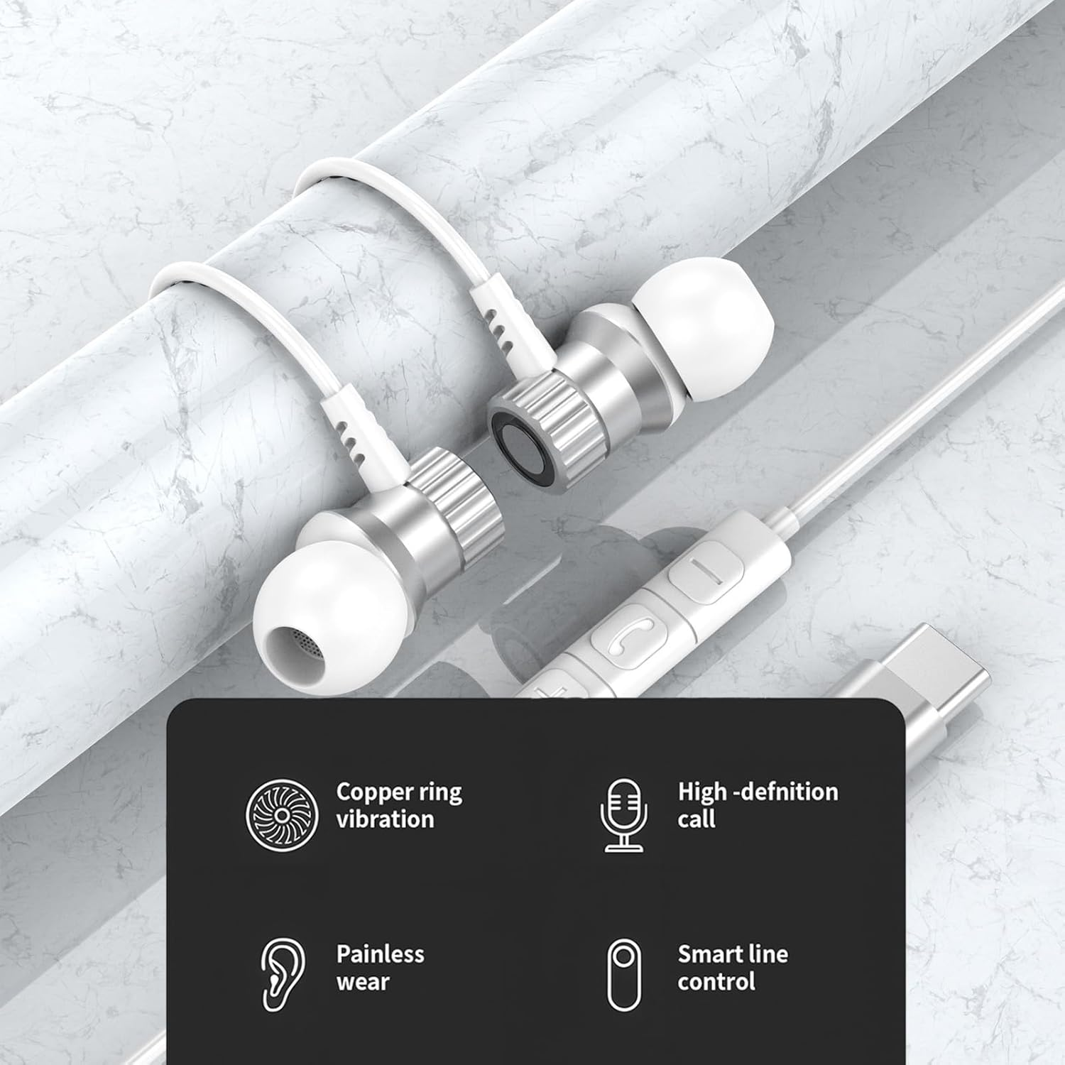 USB C Wired Headphones for Iphone 16 15 Pro Max plus Type C Earphones In-Ear Headphones USB C Headset with Microphone for Samsung Galaxy A16 A26 A34 A35 A36 A53 A54 A55 A56 5G S21 FE S22 S23 S24 S25 image number 1