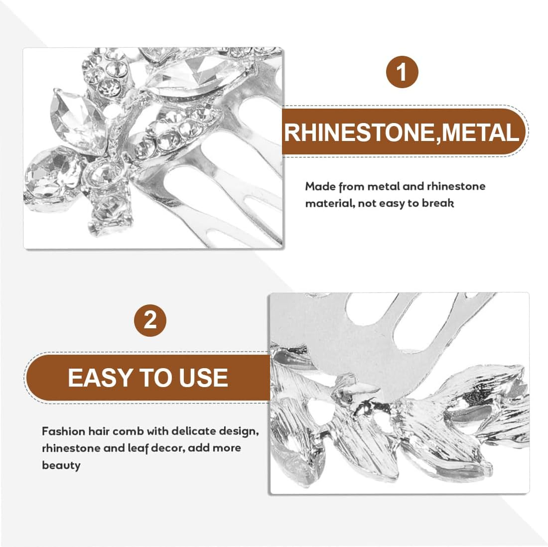 IBXWMNG 2 Piece Bridal Hair Comb Set, High Quality Crystal Hair Accessories, Silver Bridal Hairpieces with Sparkling Crystal Trim, Perfect Addition for the Wedding Hairstyle of Women and Girls image number 4