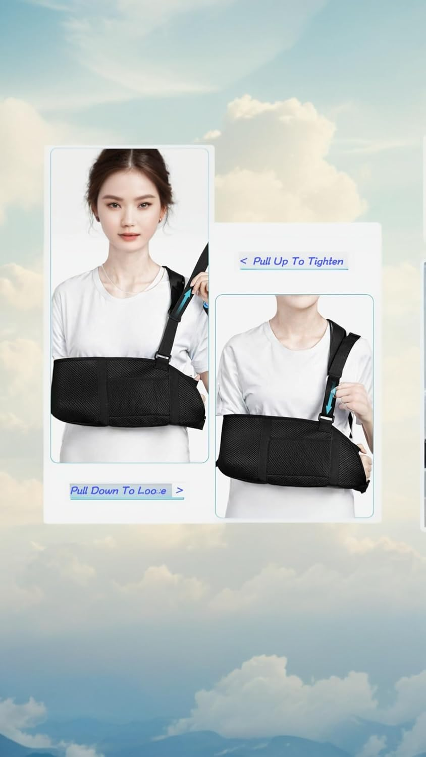 Honwor Mesh Arm Sling with Waist Strap - Breathable Shoulder Immobilizer for Shoulder, Arm, Wrist, and Elbow Injuries - Suitable for Men and Women, Left or Right image number 2