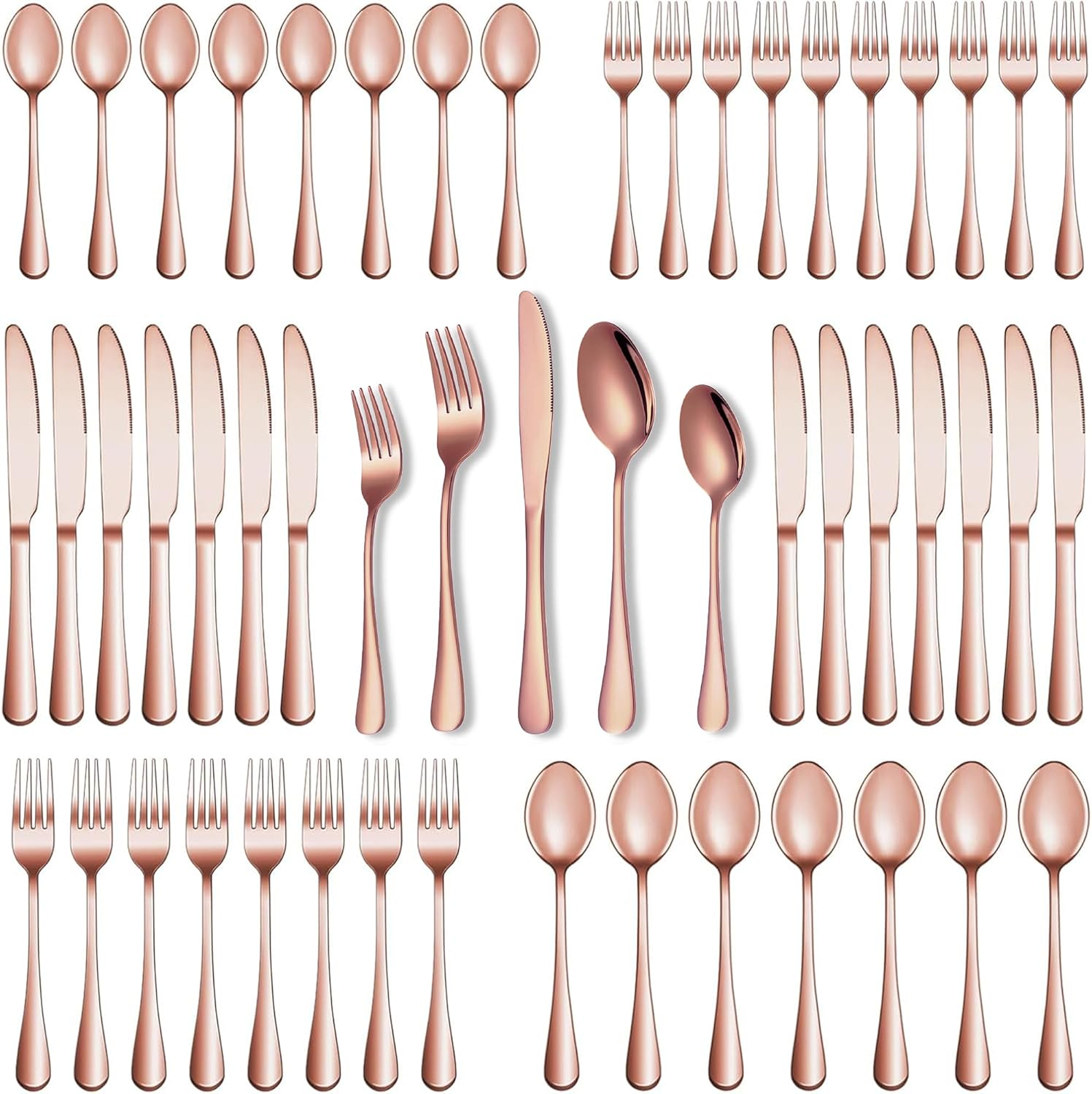 SHEUMNT Gold Silverware Set, Mirror Polish 40-Piece Stainless Steel Flatware Set,Kitchen Utensil Set Service for 8,Tableware Cutlery Set for Home and Restaurant, Dishwasher Safe