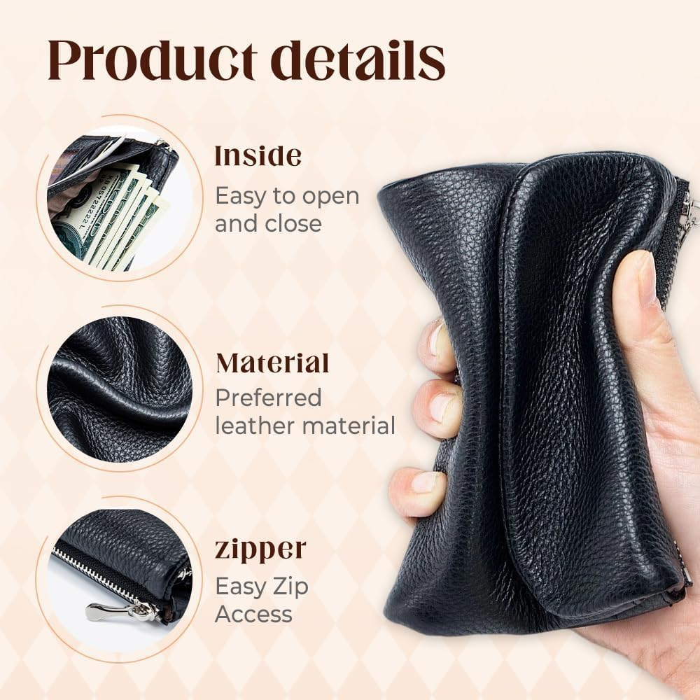 Unisex Leather Wallet, 5.3In Short Genuine Leather Coin Card Holder, Unisex Clutch Bags with Credit Card Holder and Cash Slots (Light Blue) image number 1