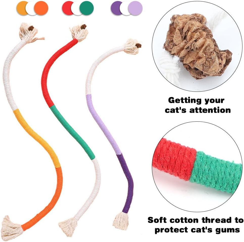 RANJIMA Catnip Toy Teething Rope, Pack of 3 Cat Toy, Interactive Cat Toy, Chew Toy, Cat Interactive Cat Toy for Teeth and Playtime image number 2