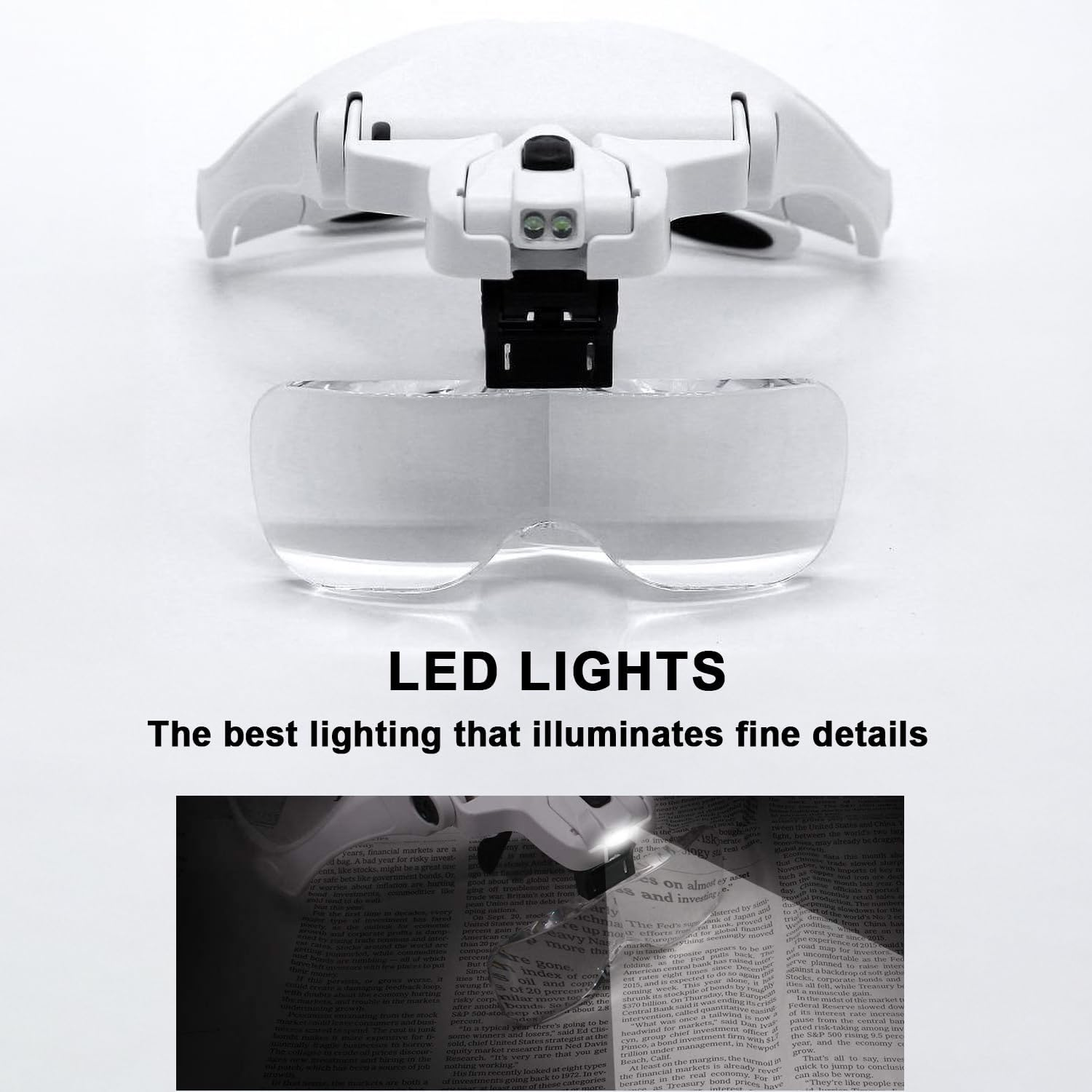 Hands Free Headband Magnifying Glass, Magnifying Glasses, Rechargeable, Hands-Free Illuminated Headset. Magnifying Glasses with LED Light, 5 Lenses. for Reading, Jewelry Work, Crafts image number 6