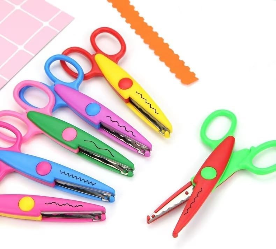 Paper Edge Scissors Set 6 PCS Craft Scissors Decorative Craft Art Scissors Set,Safety Design Art Zigzag/Wave/Stamp/Castle Scissors for Crafting/Photo Decoration/Diy Scrapbook/Greeting Cards,Etc