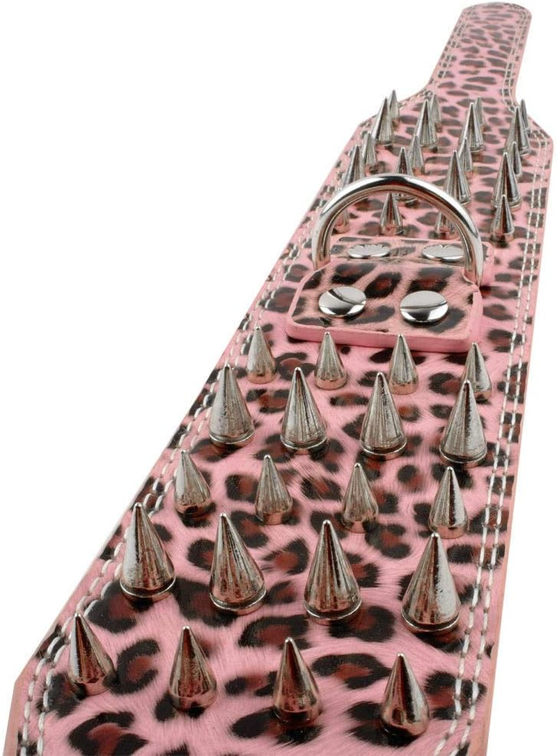 Haoyueer 3" Sharp Spiked Studded Leather Dog Collar for Training,Sports,Walking,Medium,Large,X-Large,For Pitbull,Labrador,Boxer(Black,L) image number 7