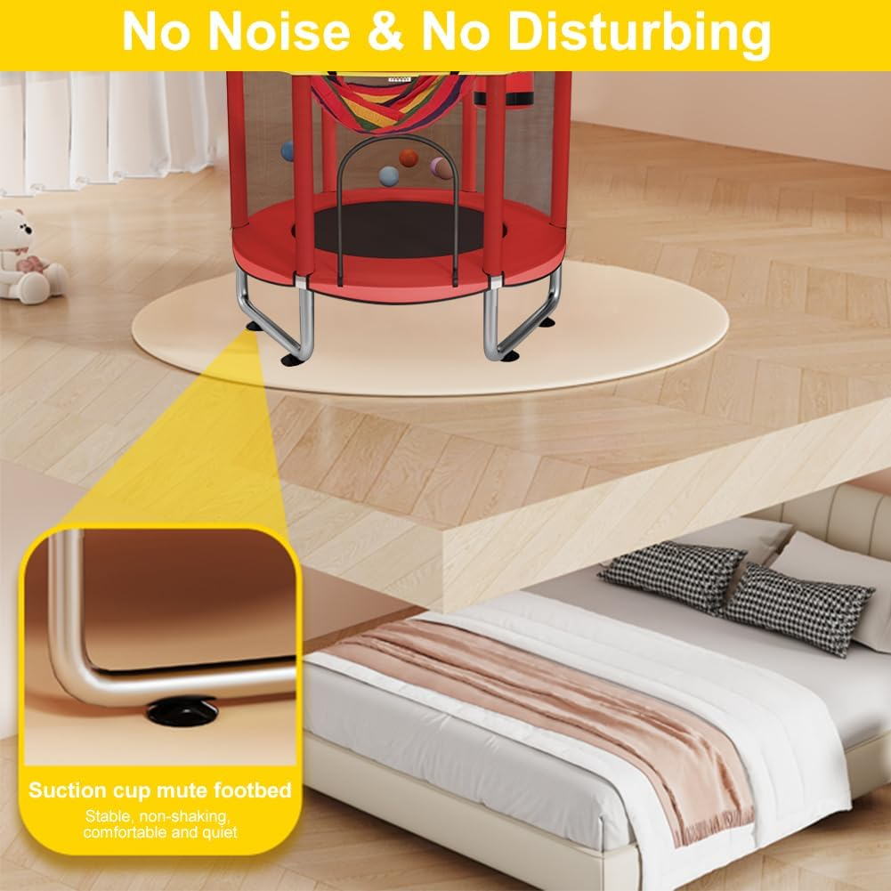 Childrens Trampoline Small Toddler Trampoline for Kids Toddlers 4.6 FT Indoor Outdoor with Safety Enclosure Net Birthday Gifts for Boy Girl Age image number 5