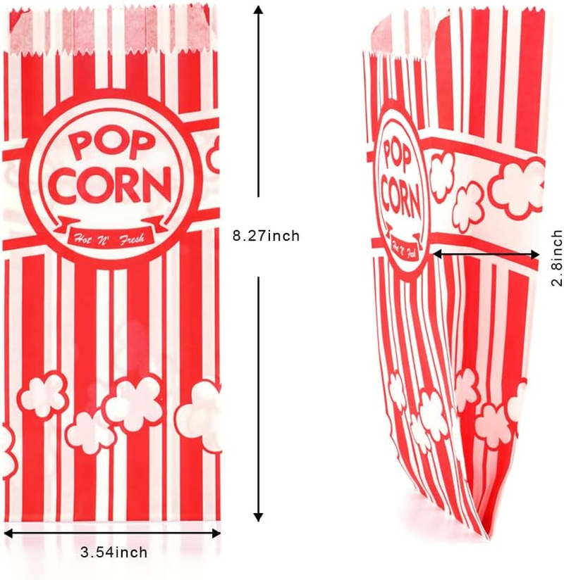 Zahaat 100 Pcs 1 OZ Popcorn Bags Red and White Bulk Popcorn Bags for Individual Servings Small Paper Bag for Movie, Theater, Carnival Party, Decorations image number 3