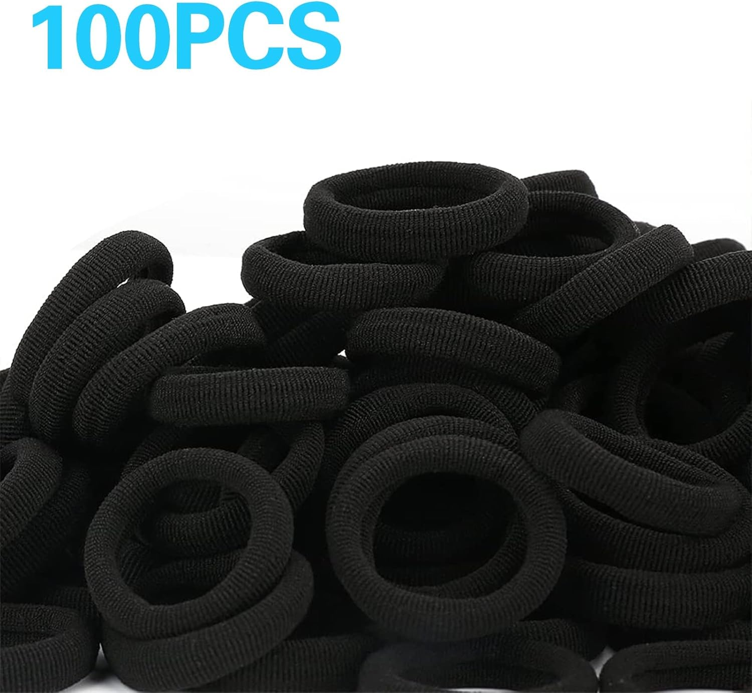 Ondaring 100Pcs Baby Hair Ties, Black Elastic Hair Bands Seamless Toddler Kids Hair Accessories, Mini Ponytail Holders for Girls and Kids (Black)