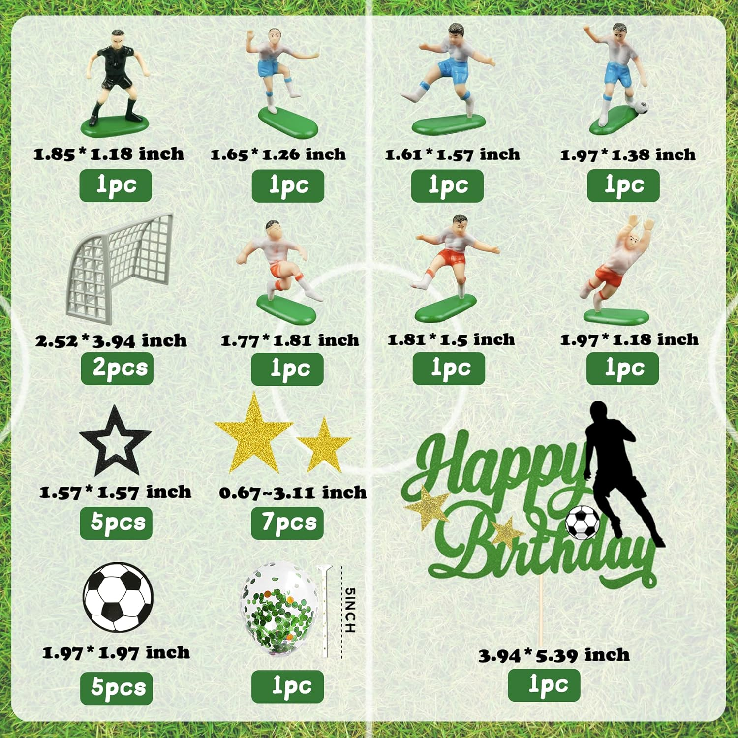 Soccer Cake Topper Soccer Ball Player Cake Decorations for Men Boy Soccer Birthday Party Sport Party Supplies (Multicolour) image number 4