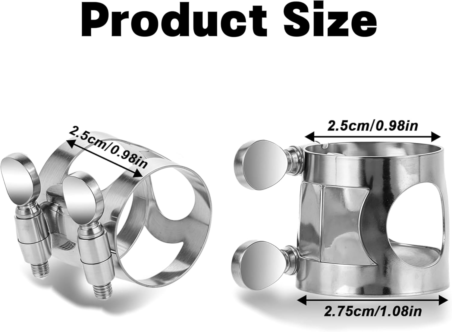 Clarinet Ligature,Clarinet Metal Clips,Silver Clarinet Mouthpiece Ligature,Pipe Headjoint Clips,With Adjustable Screw for Clarinet Mouthpiece Woodwind Instrument Fittings image number 5