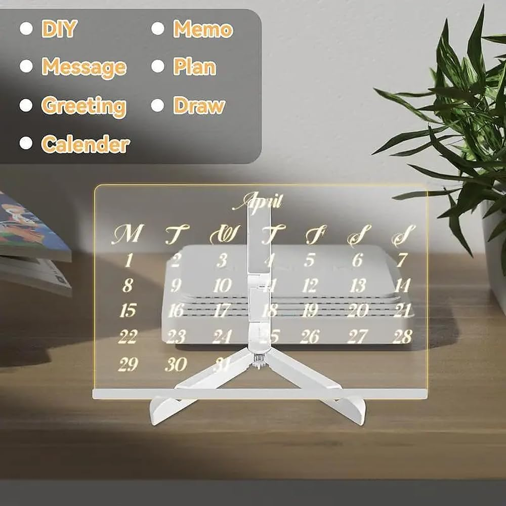 30X20Cm Glow Writing Board for Kids - LED Memo Board with 7 Color Pens, USB Lighting Doodle Board Acrylic Dry Erase for Bedroom/Office, Halloween Birthday Christmas Decor with Stand image number 4