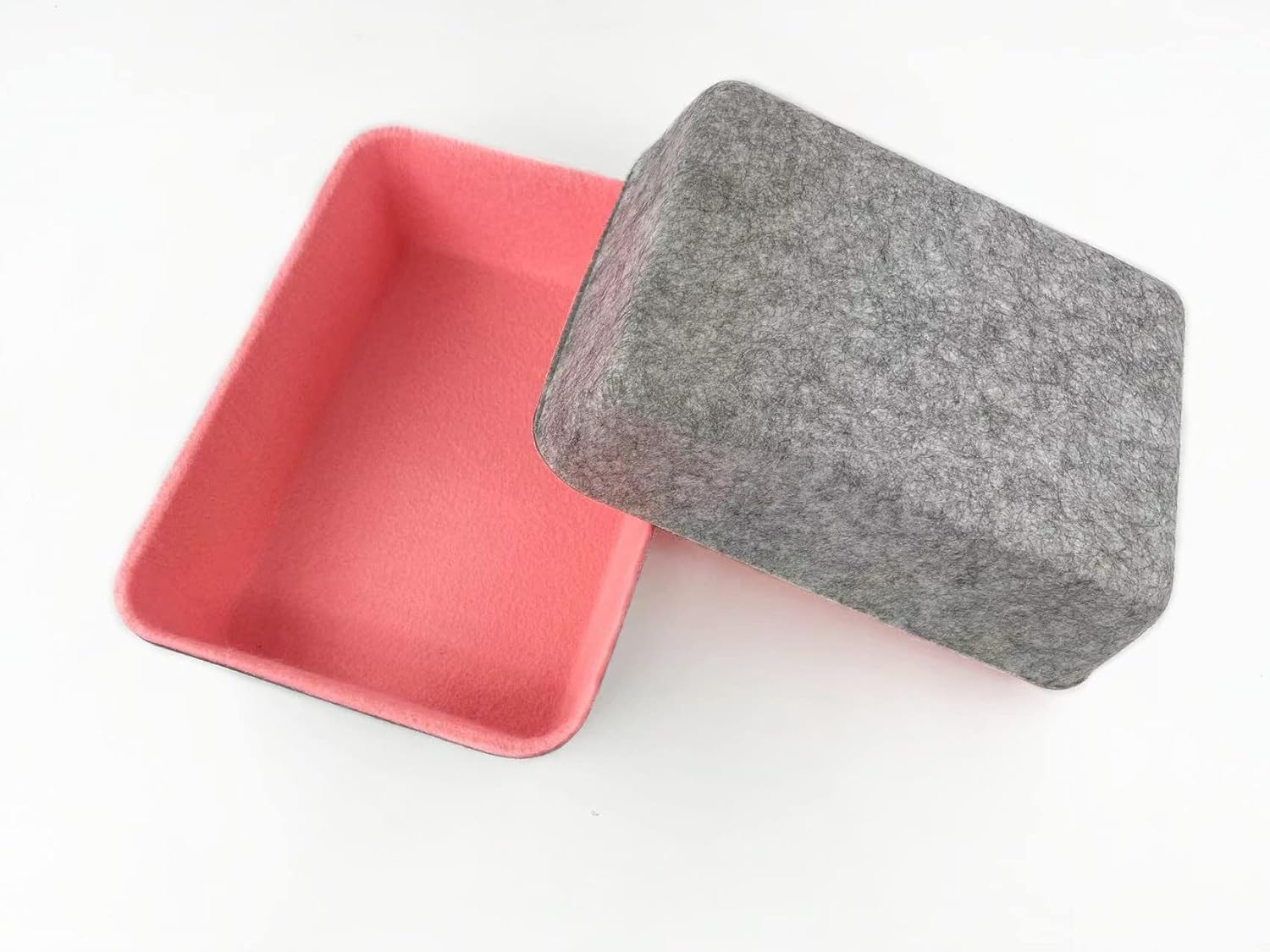 Desk Drawer Organizer, Felt Drawer Organizers Foldable Drawer Dividers Separators Storage Container for Makeup, Jewelries, Utensils in Bedroom Dresser, Office and Kitchen(7Pcs/Set) (Pink+Gray) image number 5