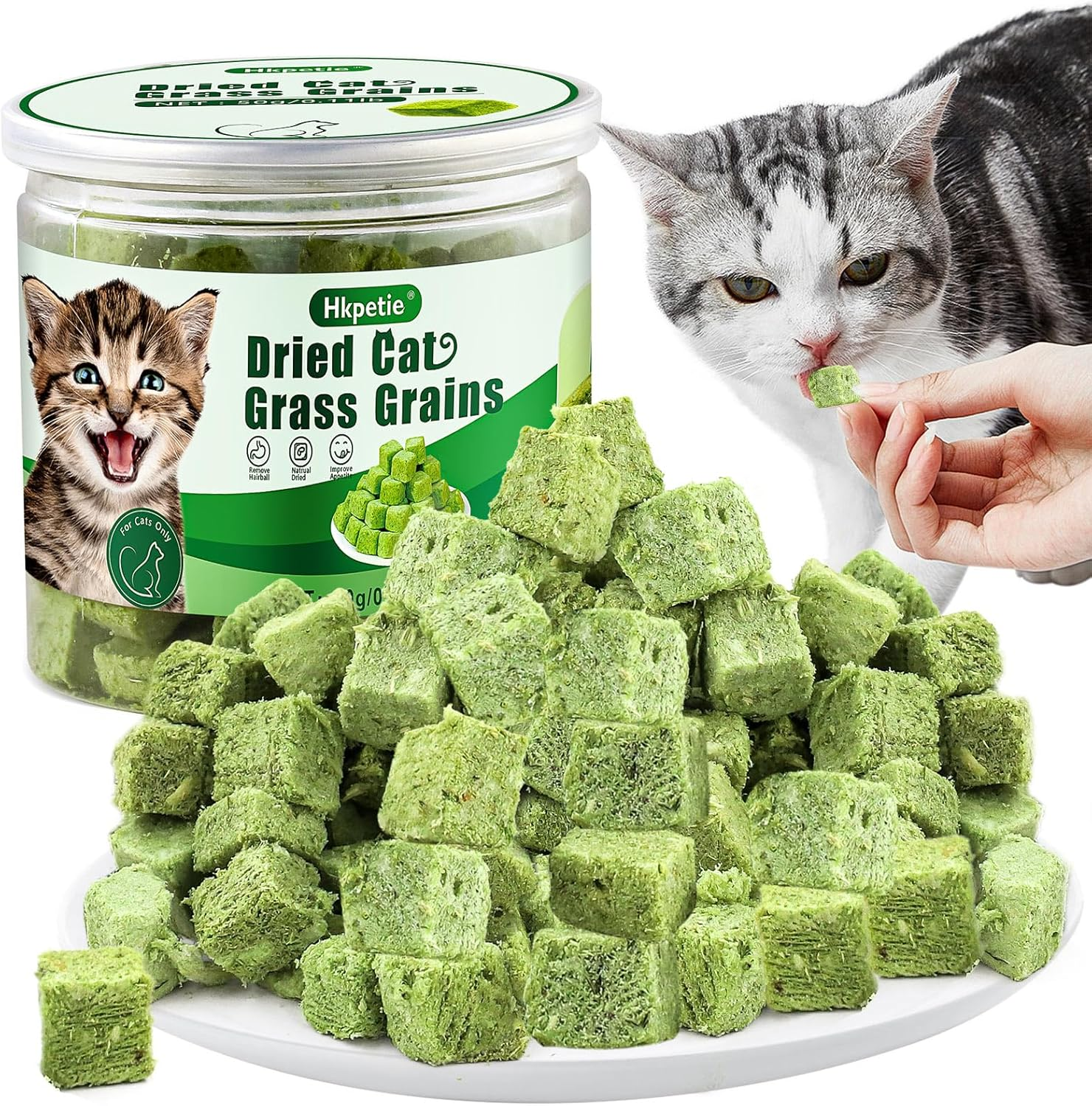 50G Cat Grass Teething Treat, Delicious Cat Grass Teething Snack Edible Cats Chew Toy for Teeth Cleaning and Hairball Removal in Cats image number 4