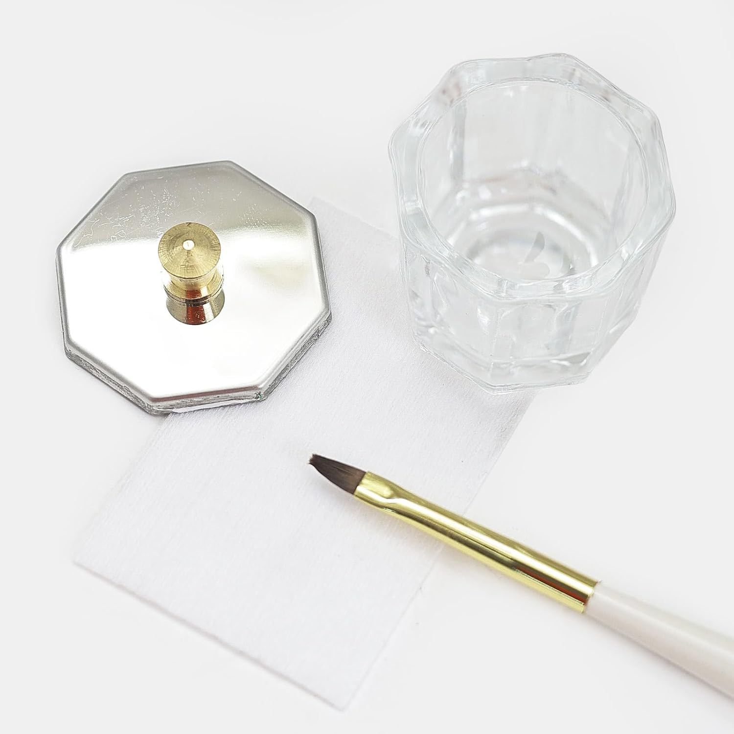 Dish Glass Crystal Cup, 3 Pcs Glass Dappen Dish, Powder Nail Crystal Cup, Lid Nail Art Acrylic Liquid, Glass Cup, Liquid Powder Nail Crystal Bowl, Can Be Used for Nail Care