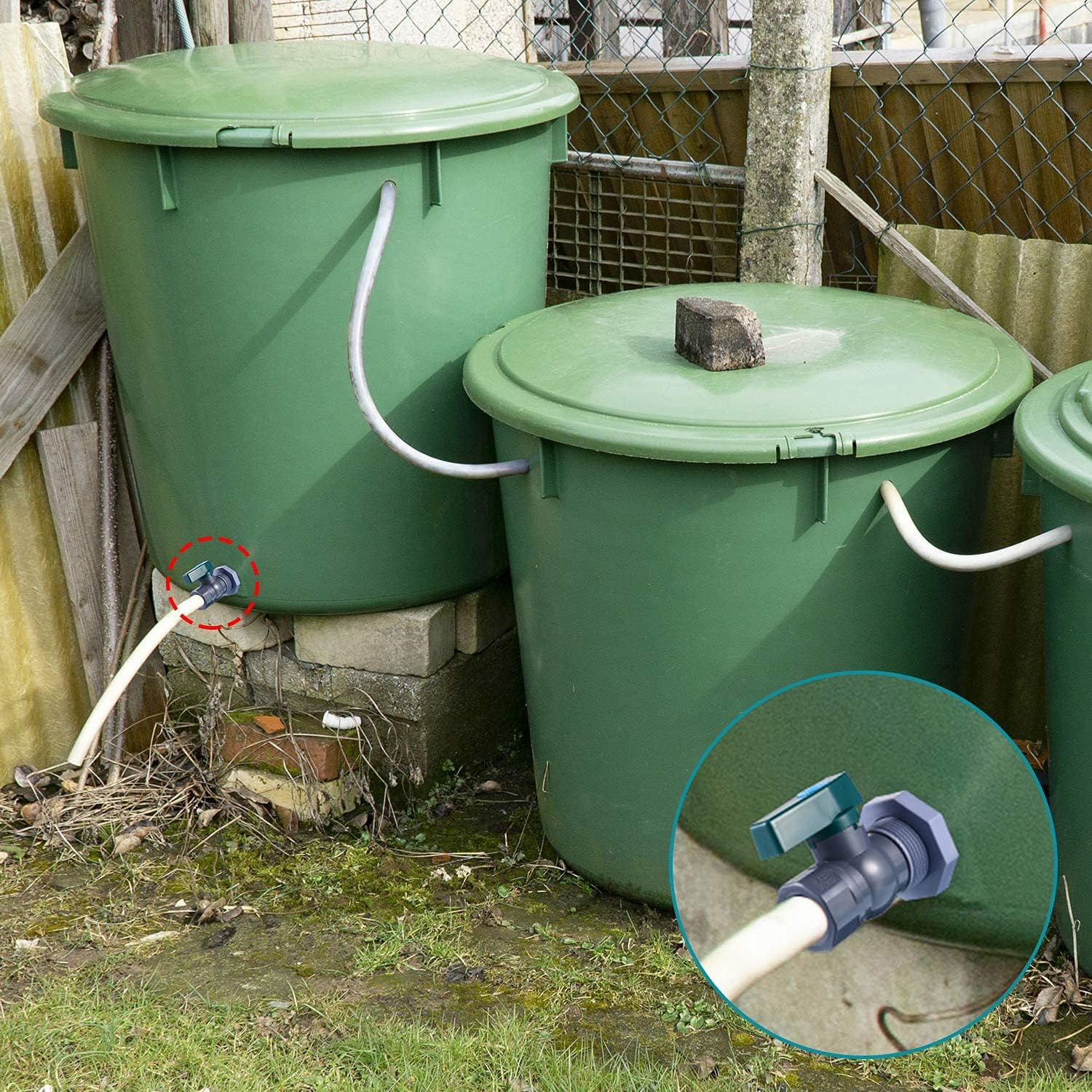 REGNHLIF PVC Rain Barrel Diverter Kit, 3/4 Inch Rain Barrel Valve, Rain Barrel Spigot Kit with Bulkhead Fitting Adapter for Water Tanks, Aquariums, Tubs, Pools