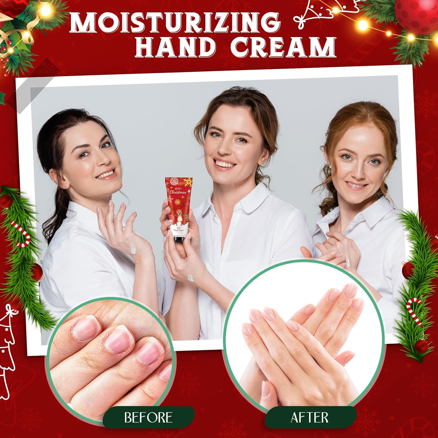 Heigble 72 Christmas Hand Cream Gift Set Christmas Stocking Stuffers Hand Cream Travel Size Care Cream Bulk Mini Hand Lotion for Dry Cracked Hands Employees Colleagues Teacher Gifts image number 5