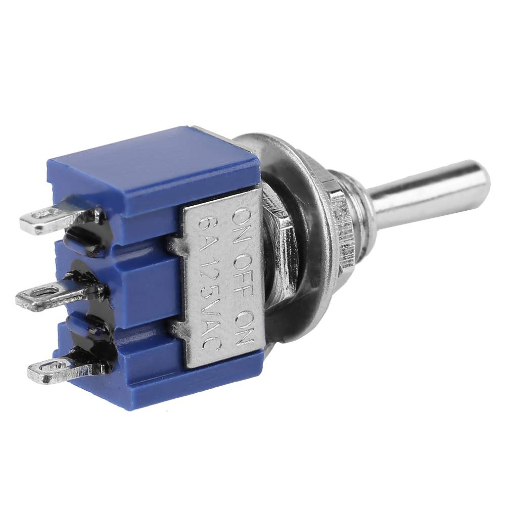 EVTSCAN 10Pcs SPDT Mini Toggle Switch 6A 125V AC, on off on 3 Position 3 Pin, with Solder Terminal, for Automotive, Guitar, Electronics image number 3