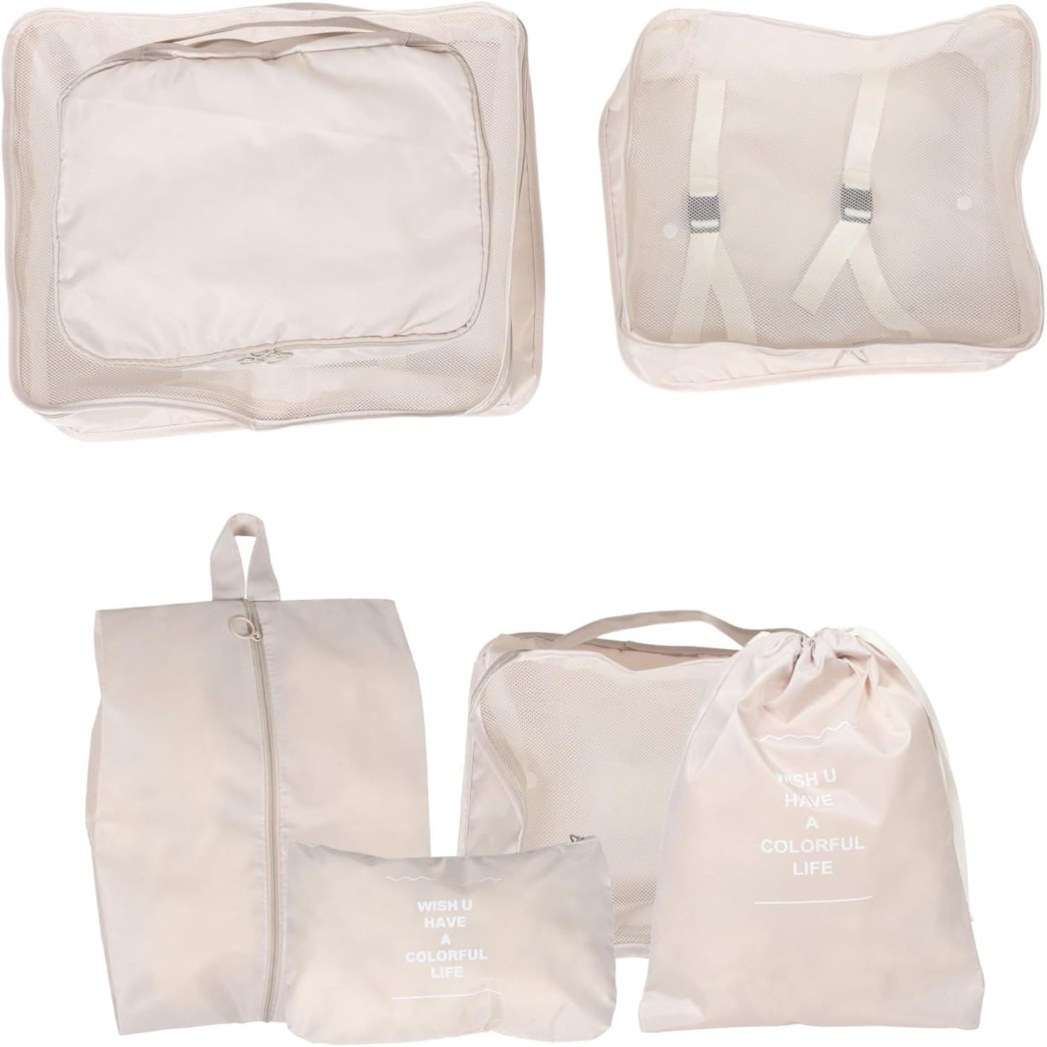 DEARMAMY 7Pcs Travel Shoes Bags Suitcase Organizer Packing Cubes Luggage Organizer Bags for Toiletries Cosmetics image number 6